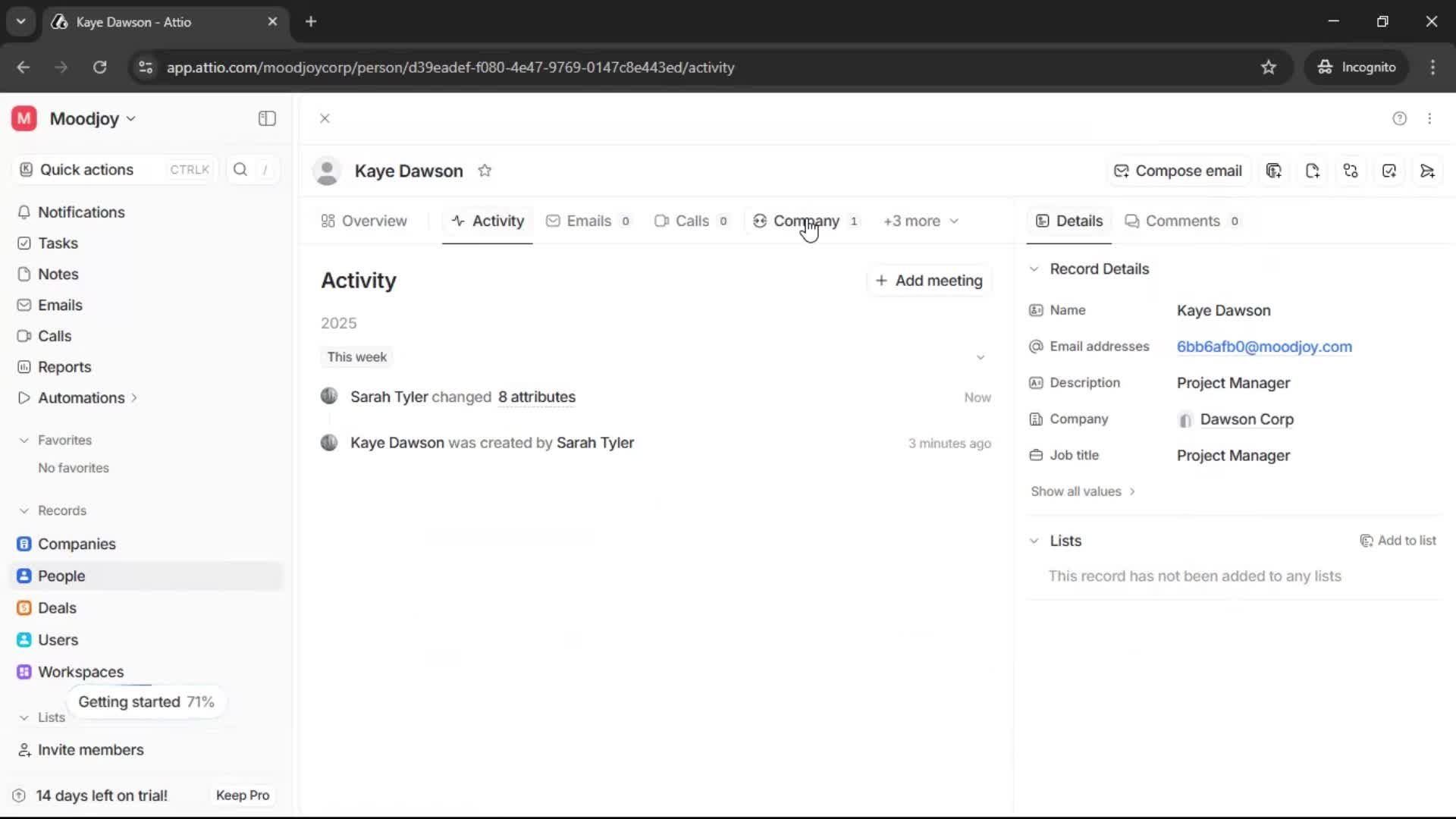Creating new contact screenshot