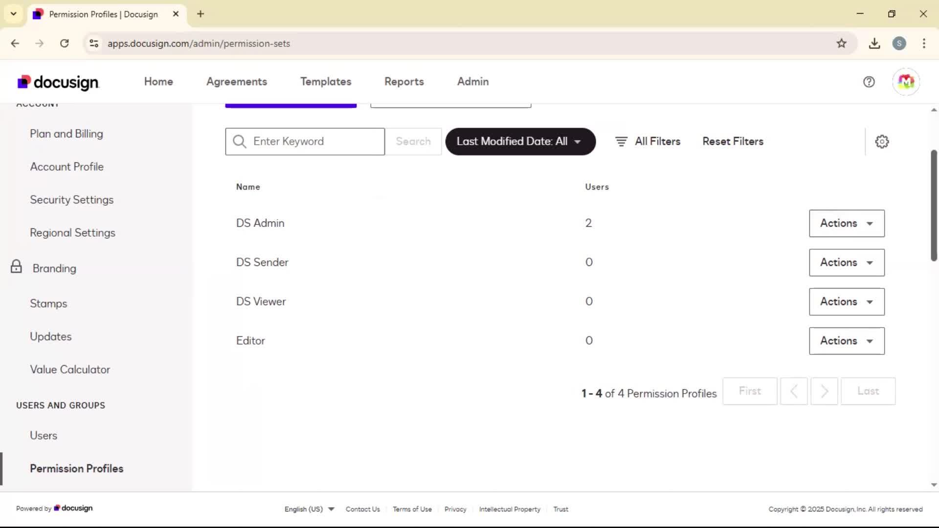 Adding permission profile screenshot