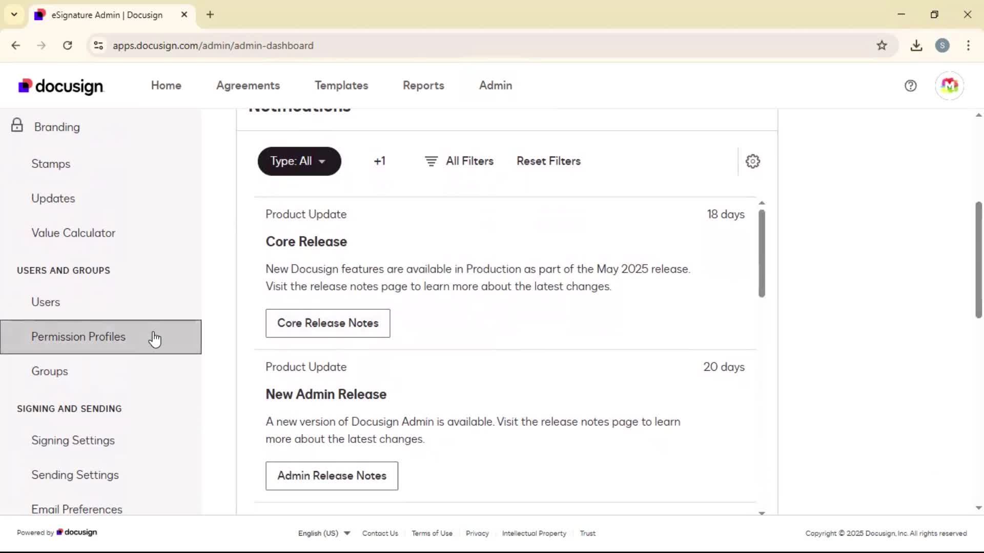 Adding permission profile screenshot