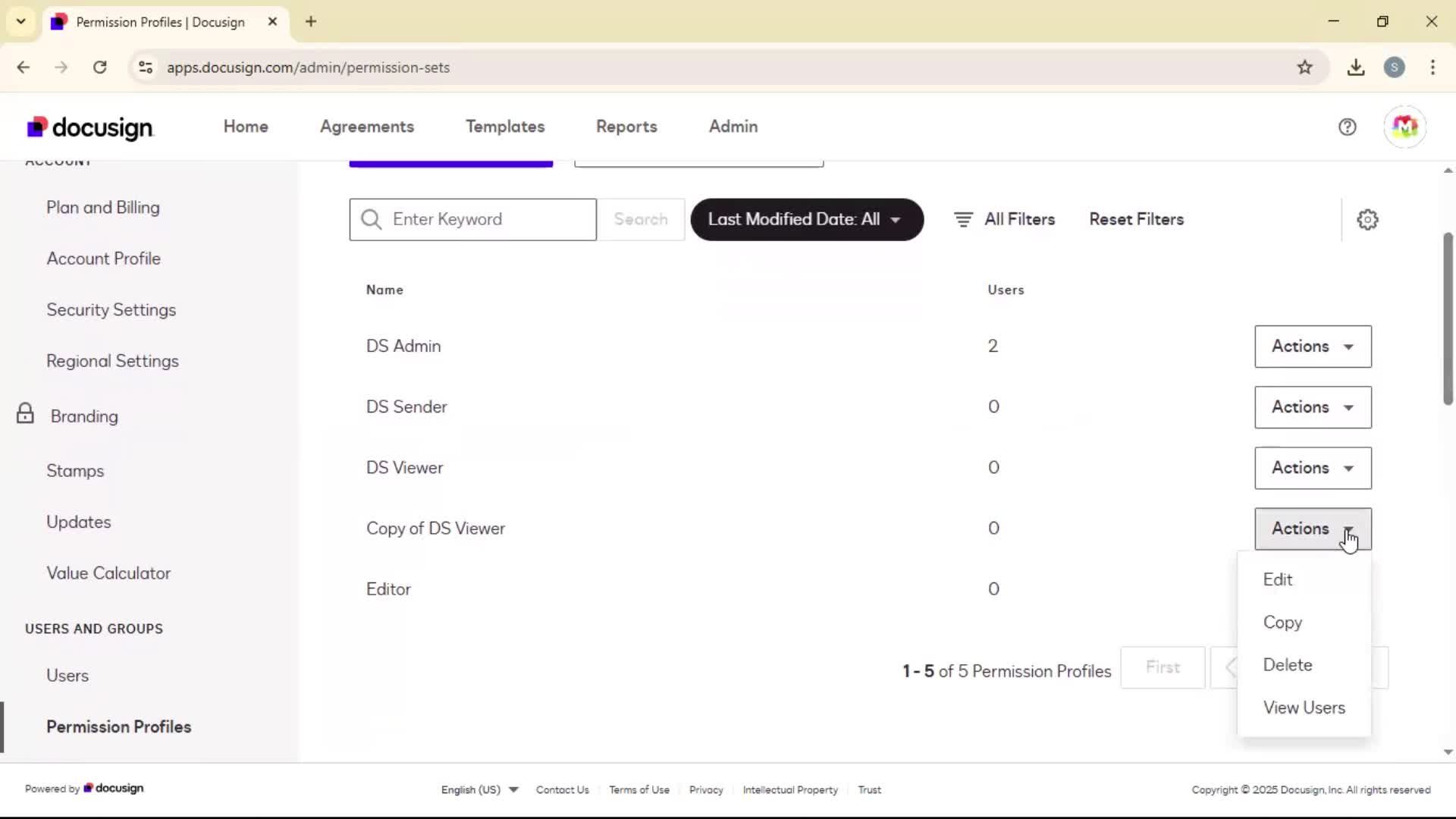 Adding permission profile on Docusign video thumbnail