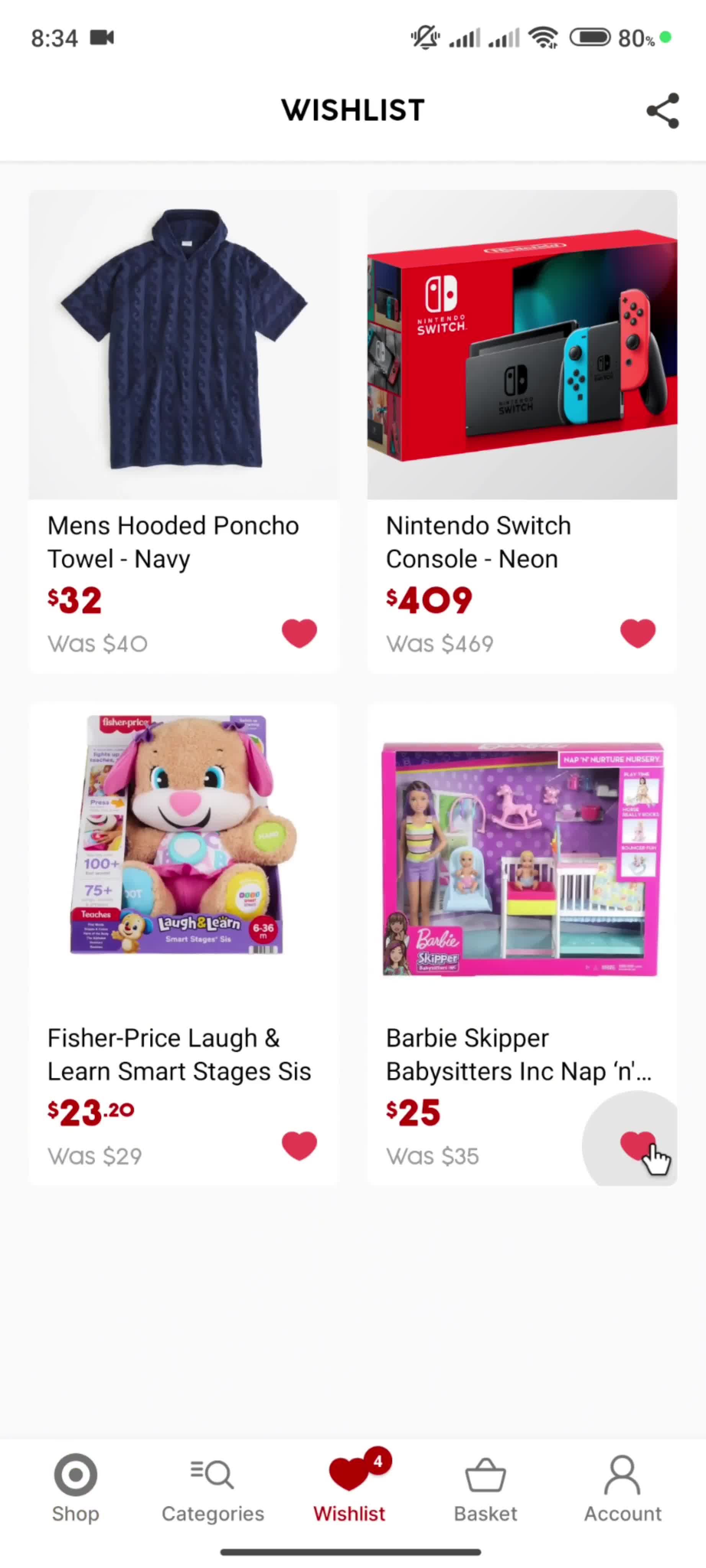 Adding to favorites on Target video thumbnail