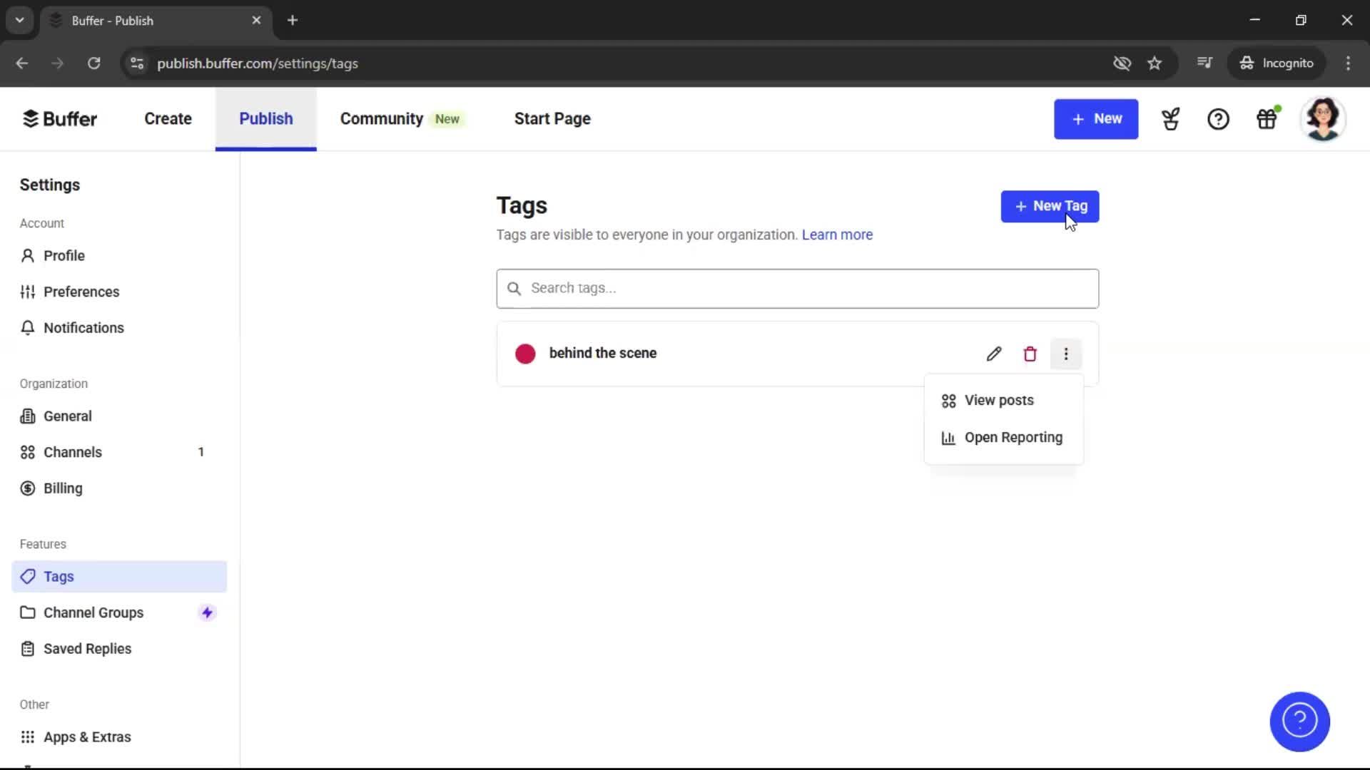 Adding tags screenshot