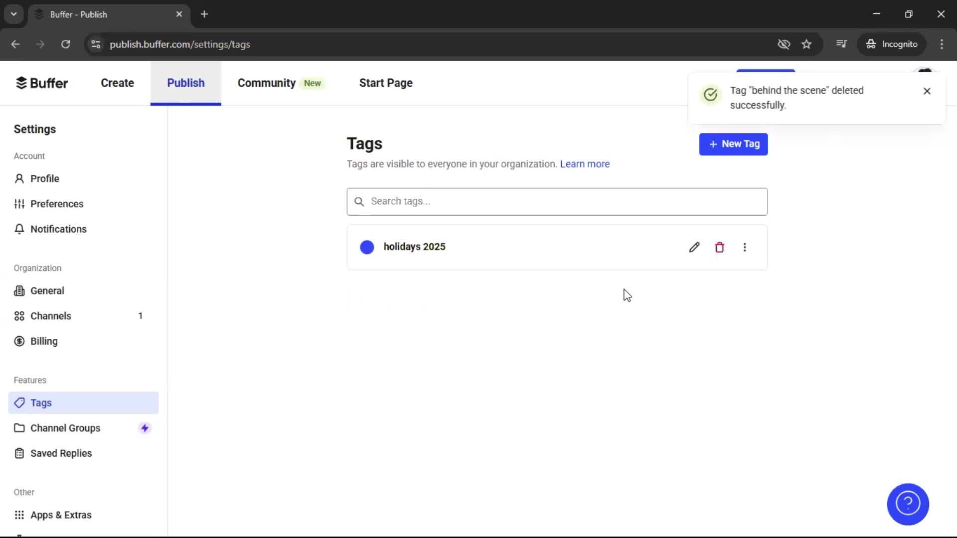 Adding tags screenshot