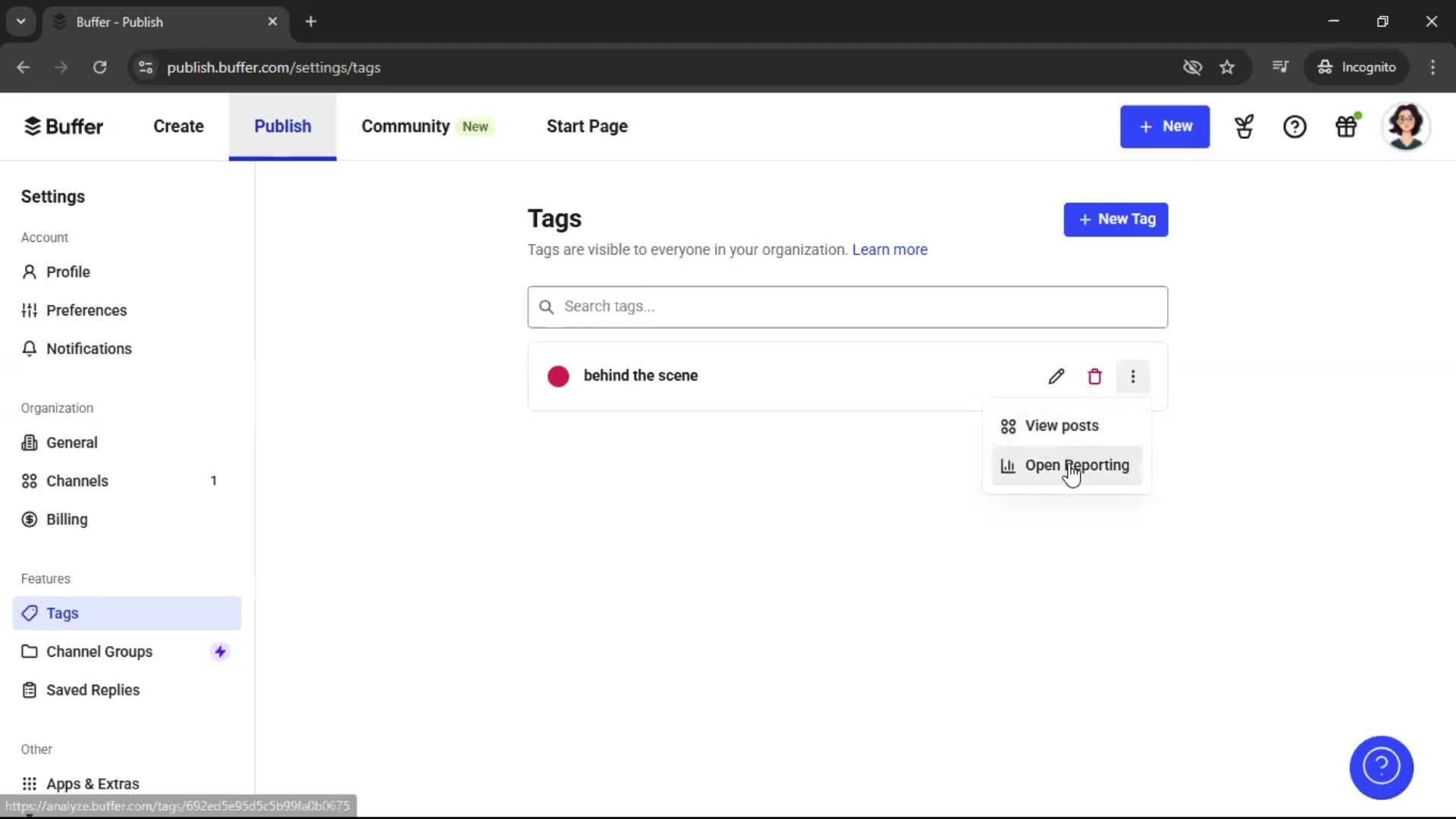 Adding tags screenshot