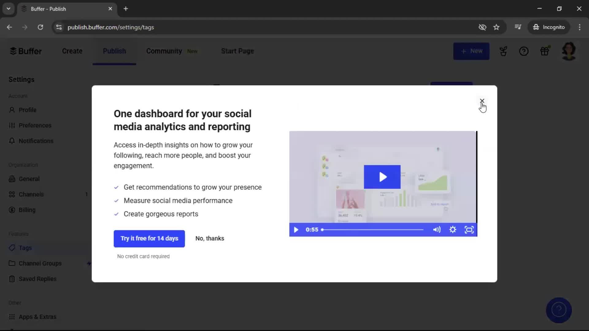 Adding tags screenshot