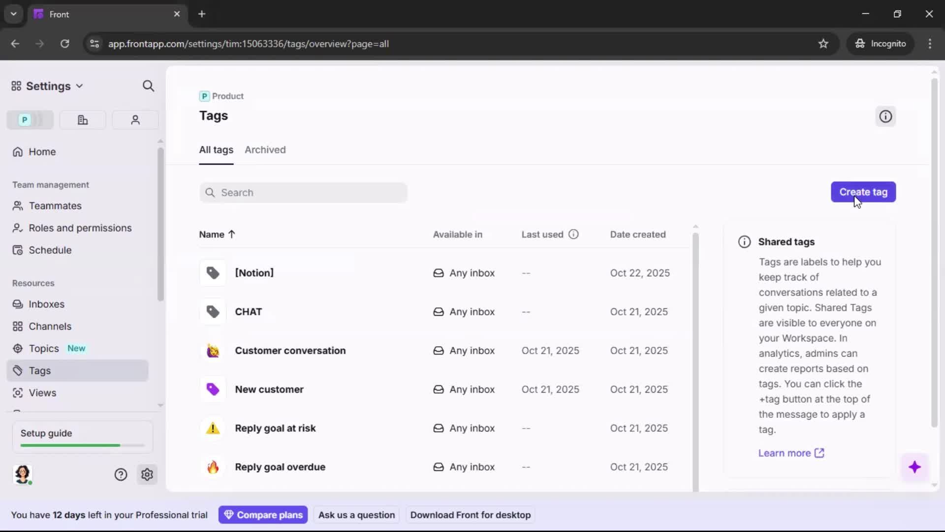 Adding tags screenshot
