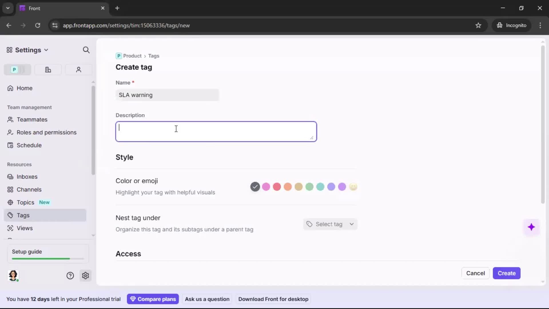 Adding tags screenshot