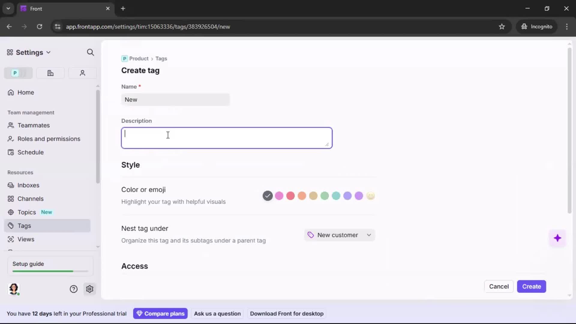 Adding tags screenshot
