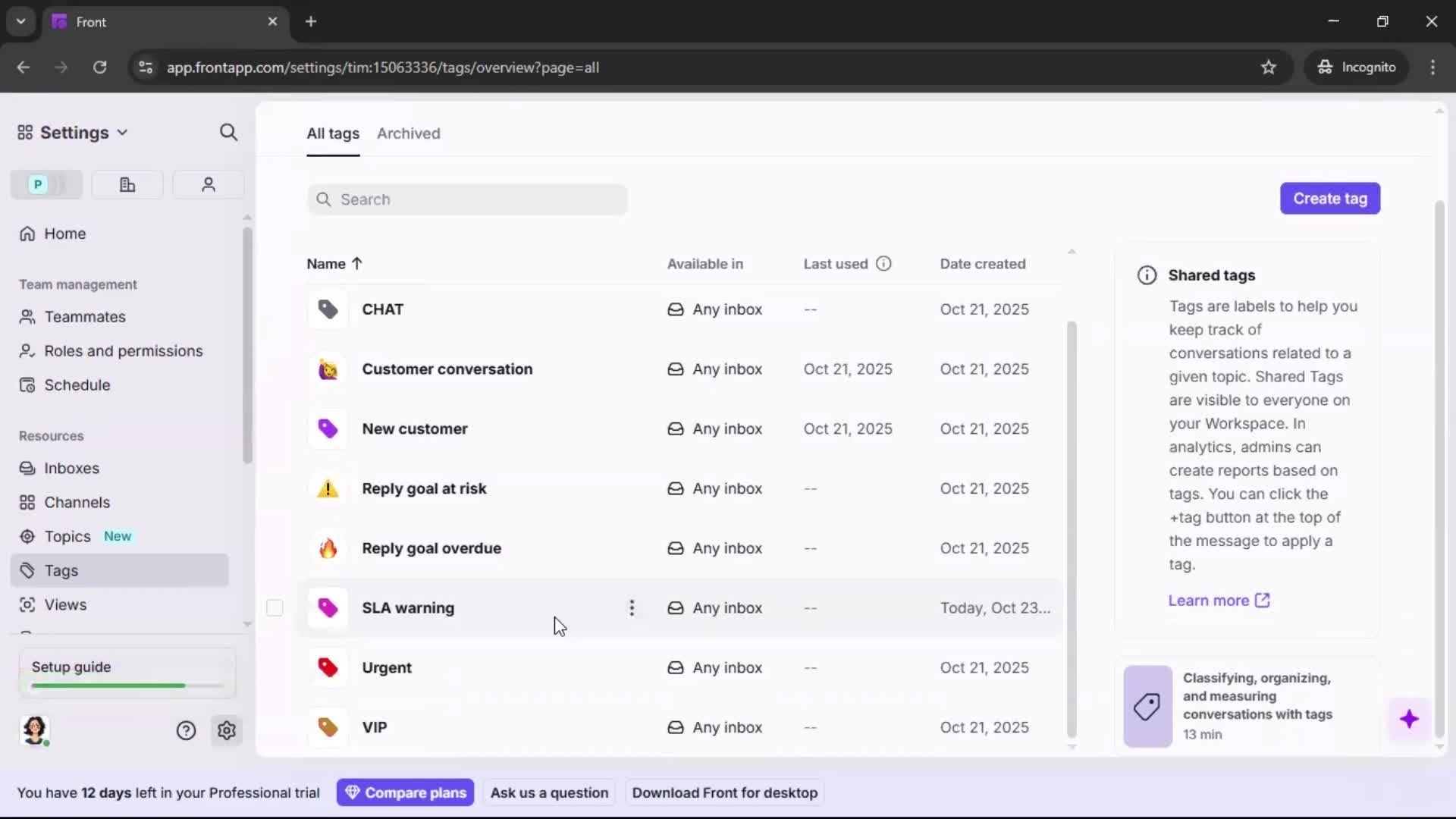 Adding tags screenshot