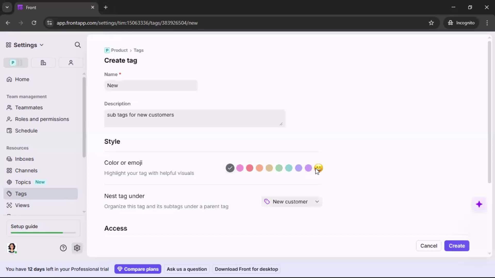 Adding tags screenshot