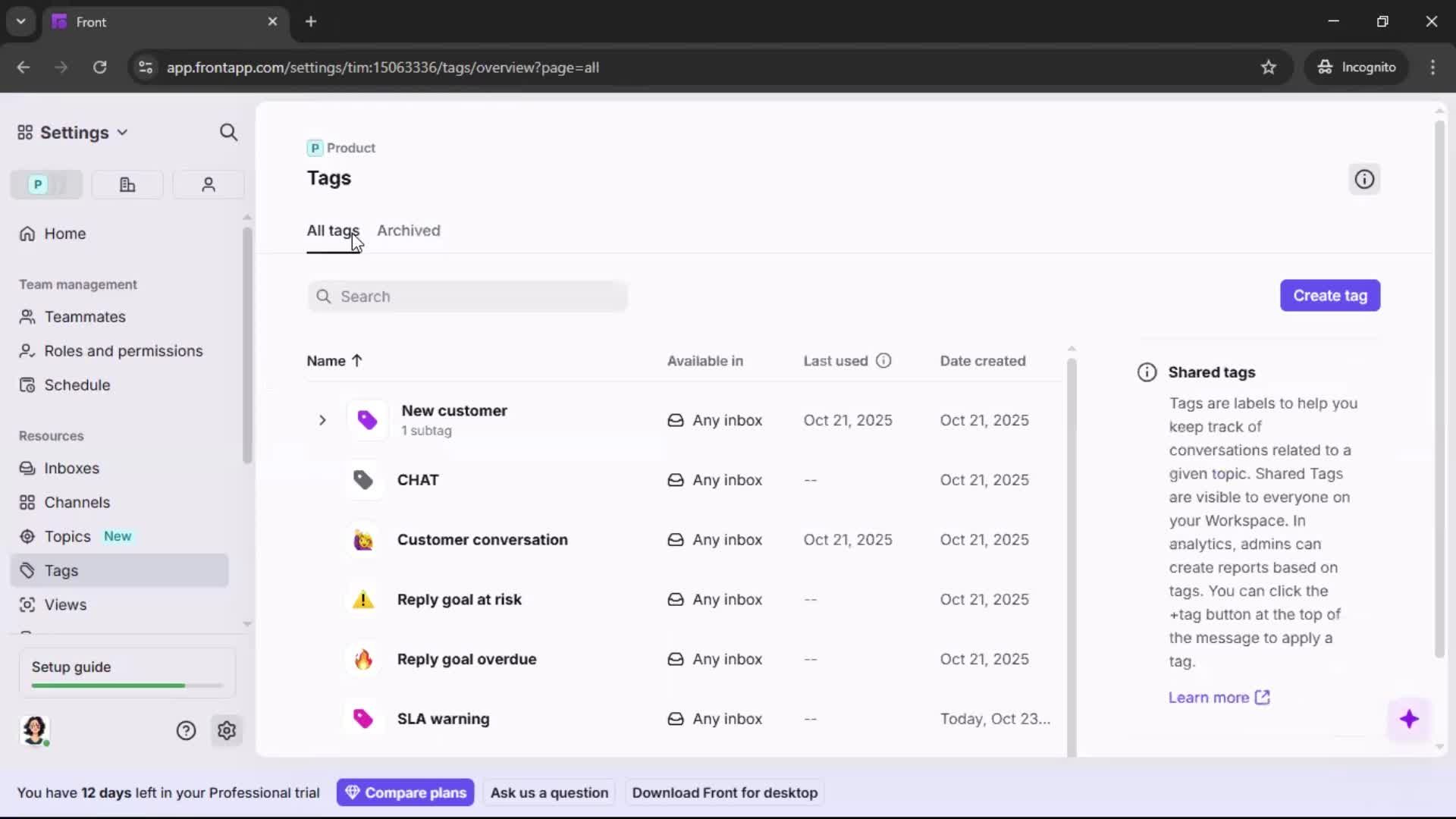 Adding tags screenshot