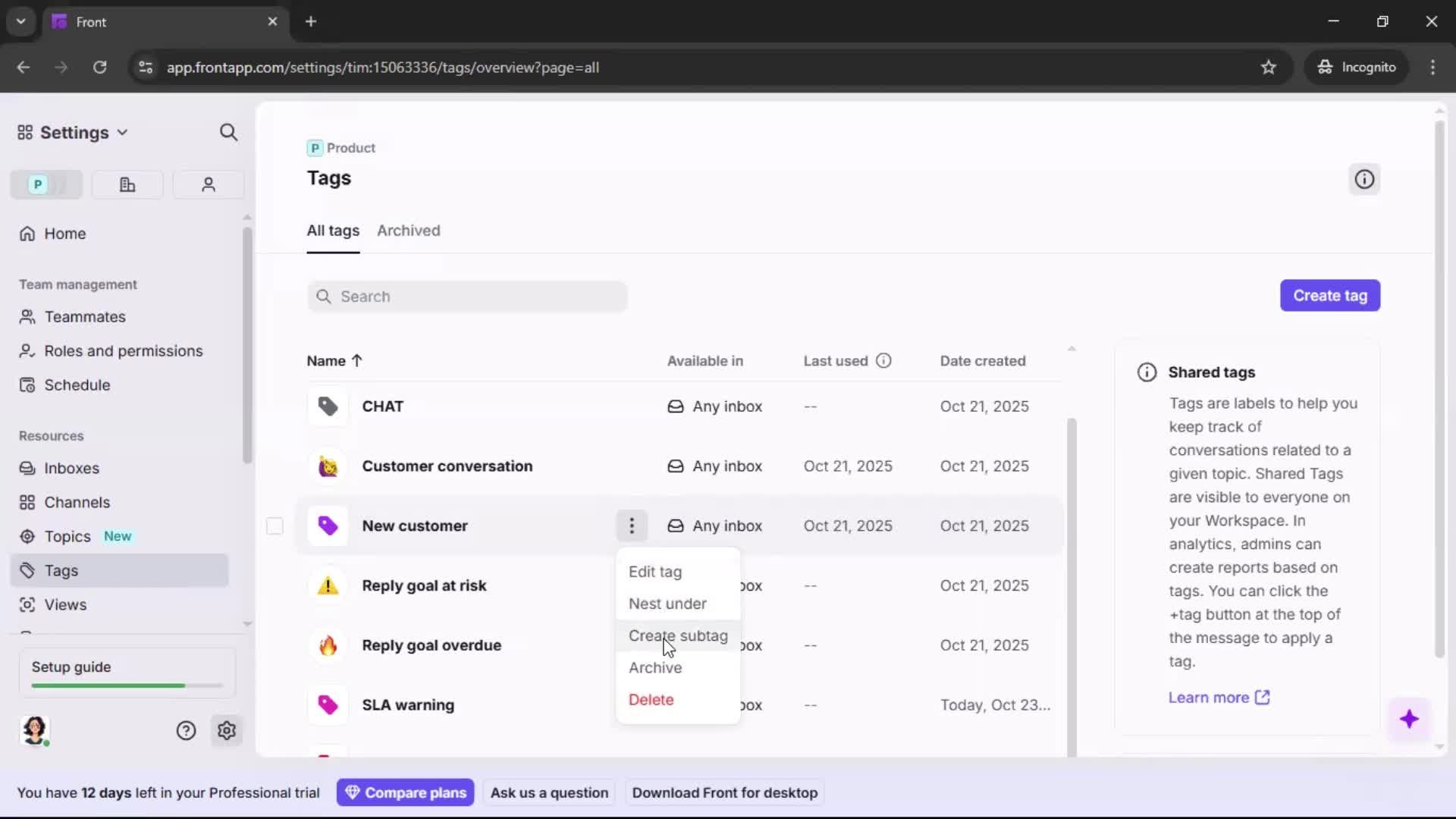 Adding tags screenshot