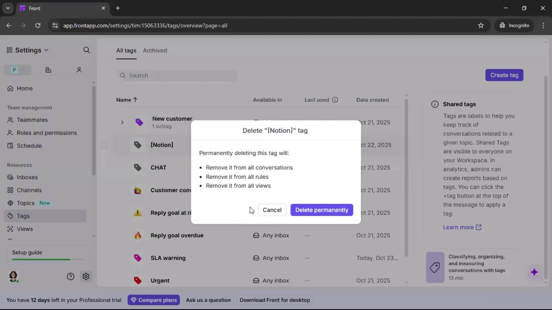 Adding tags screenshot