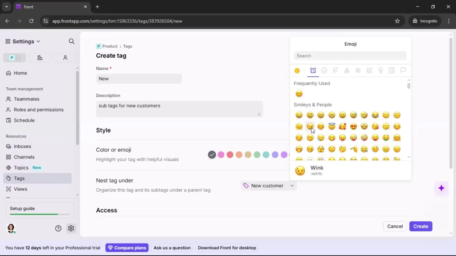 Adding tags screenshot
