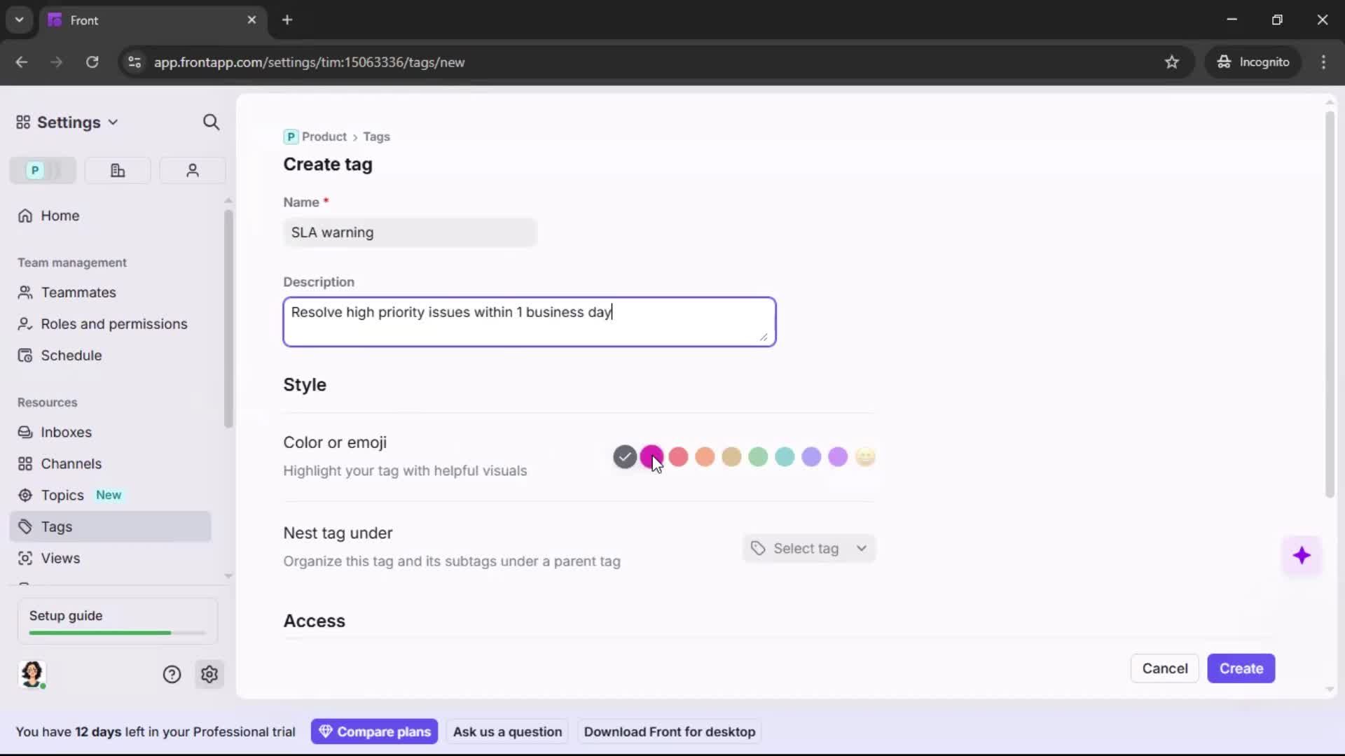 Adding tags screenshot