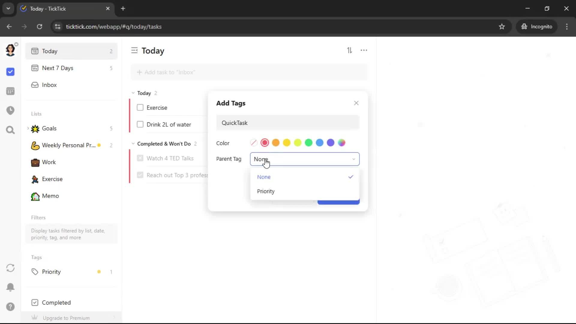 Adding tags screenshot