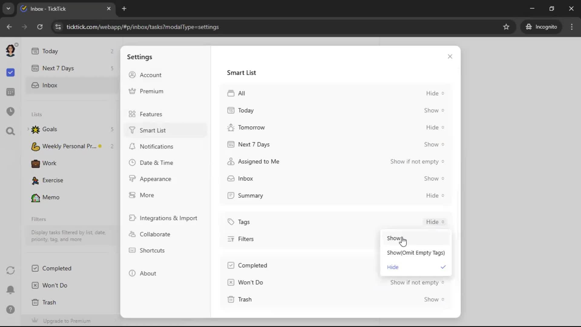 Adding tags screenshot