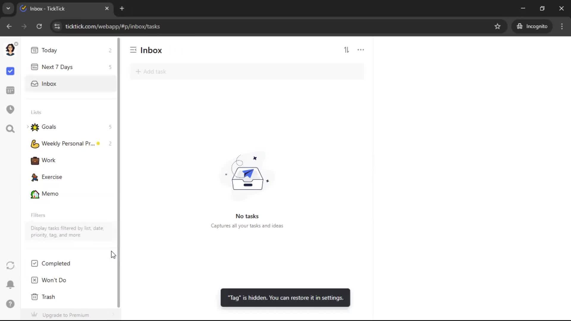 Adding tags screenshot