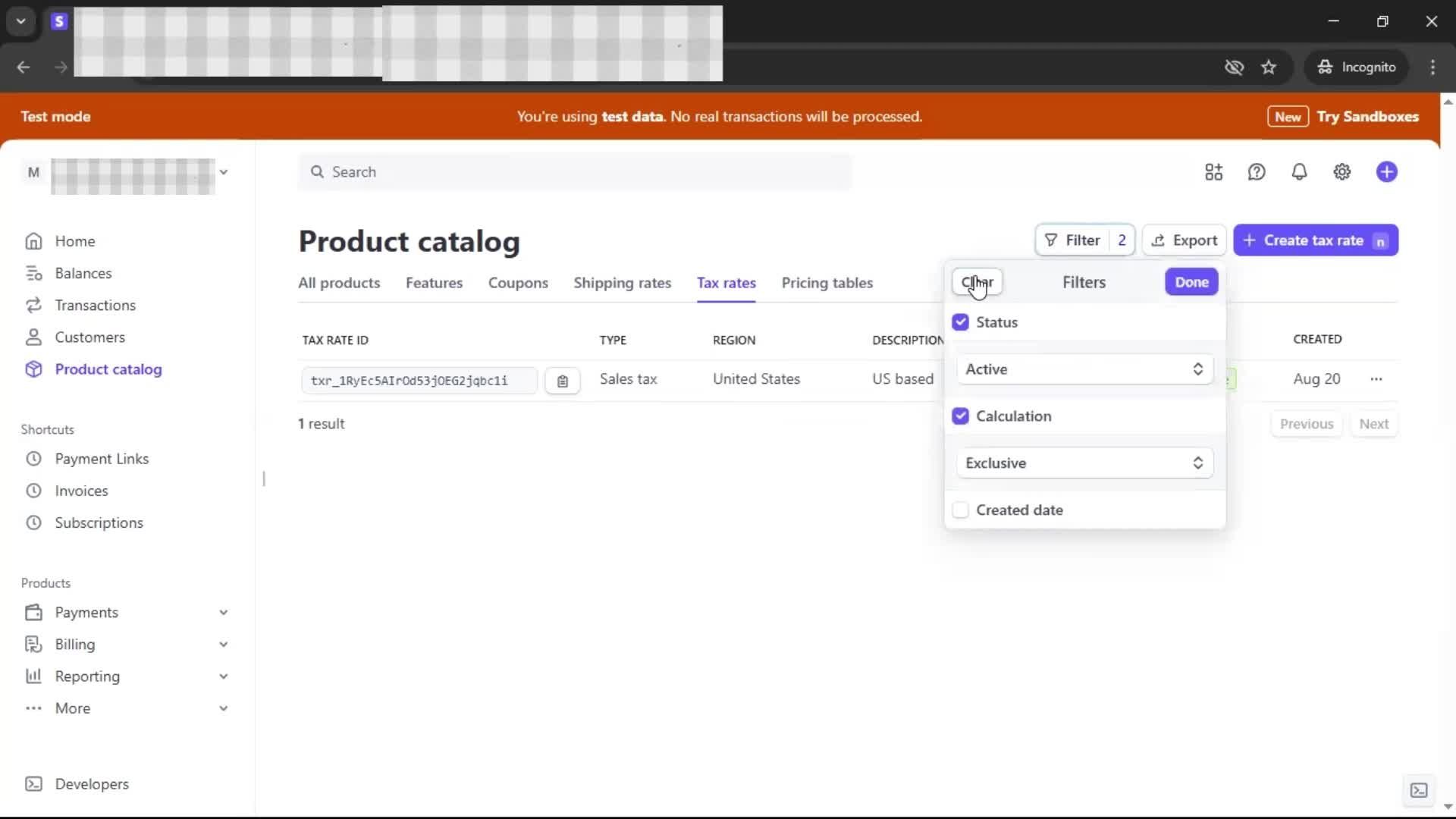Adding tax rate screenshot