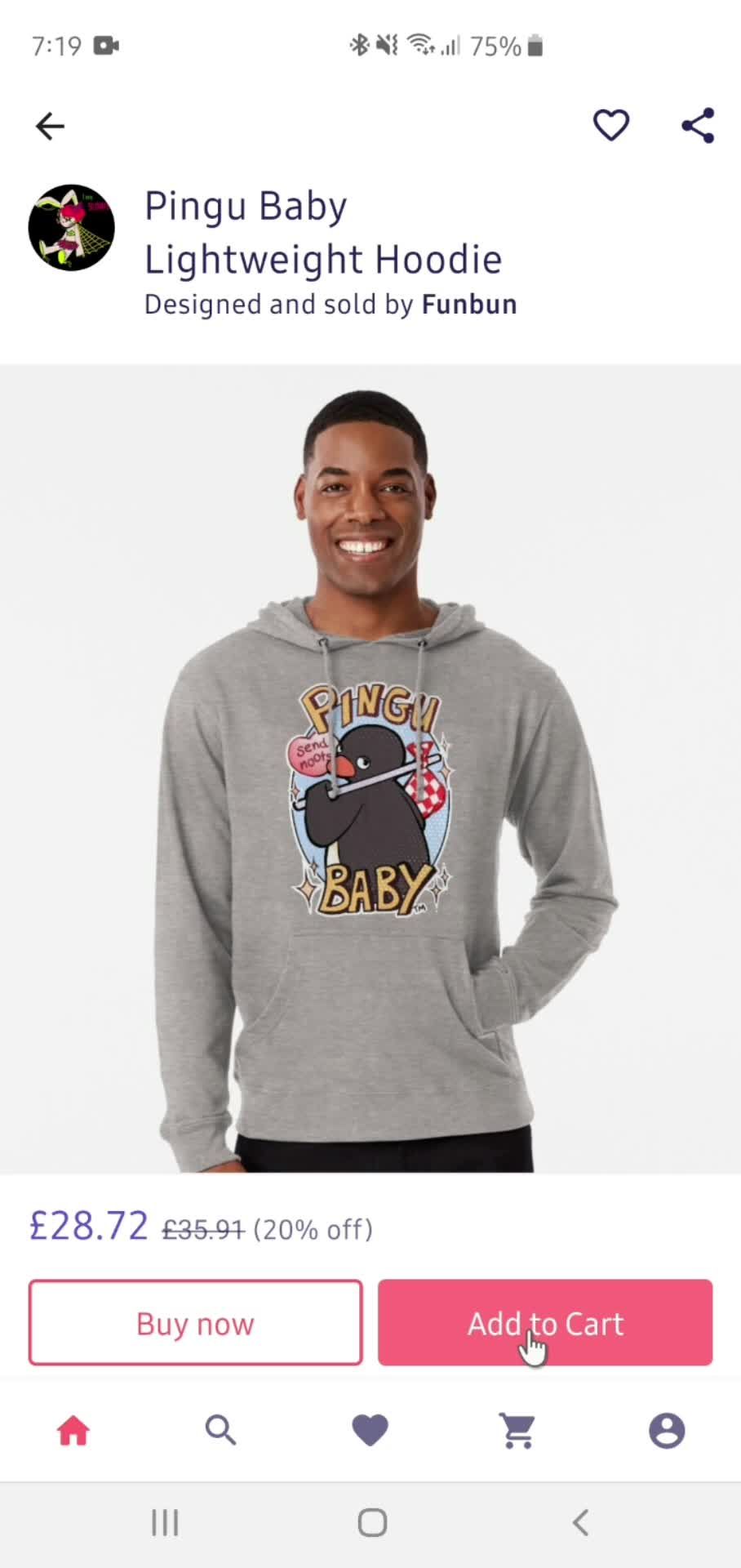 Adding to cart screenshot