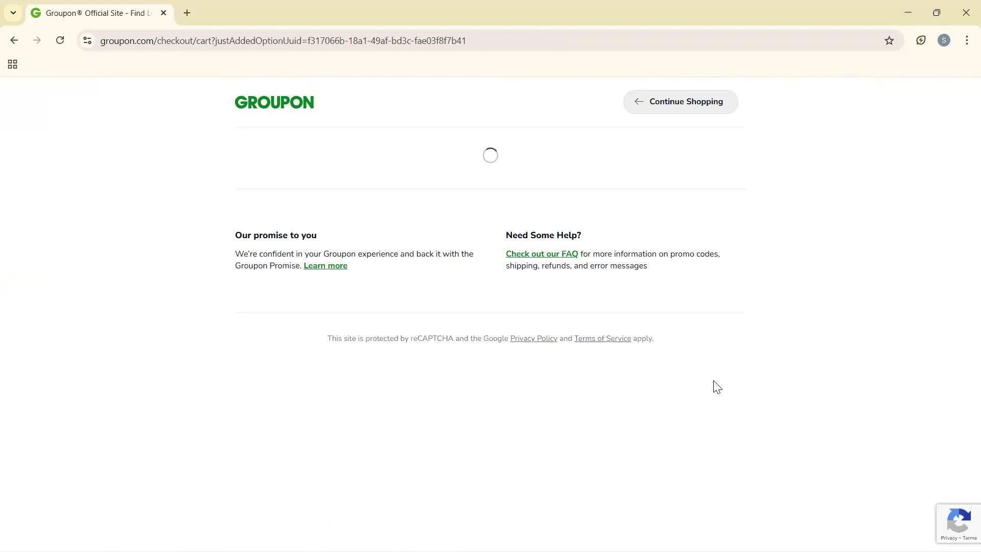 Adding to cart screenshot