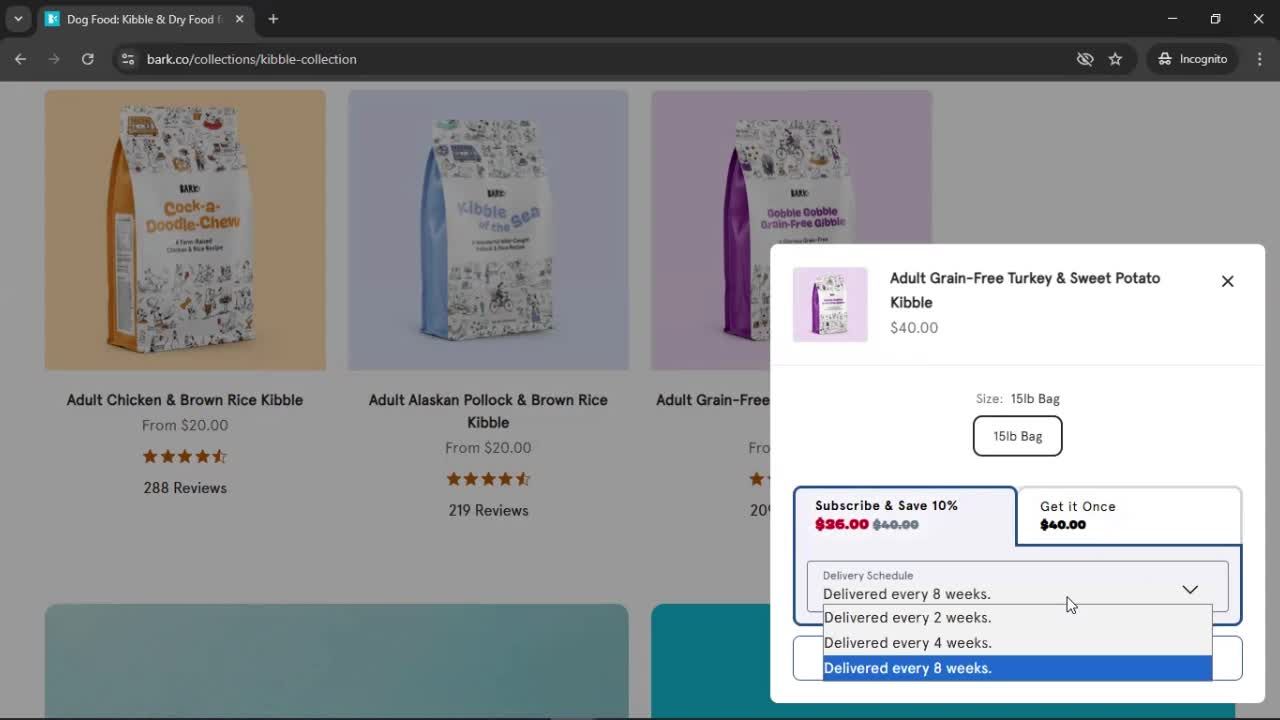 Adding to cart screenshot