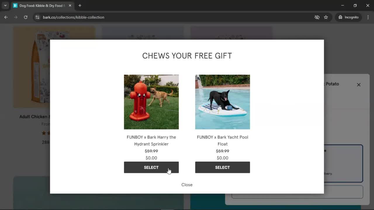 Adding to cart screenshot