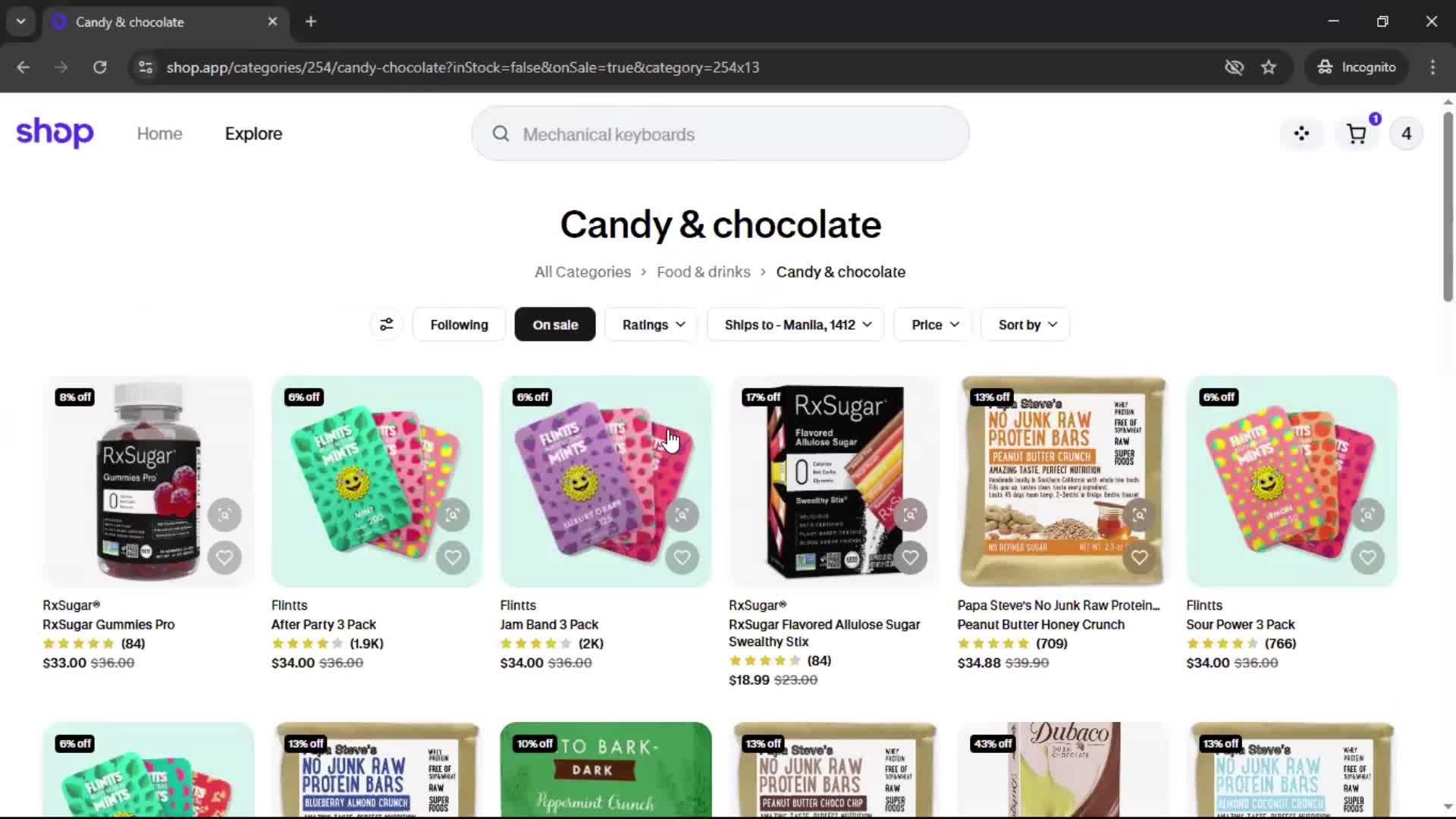 Adding to cart screenshot