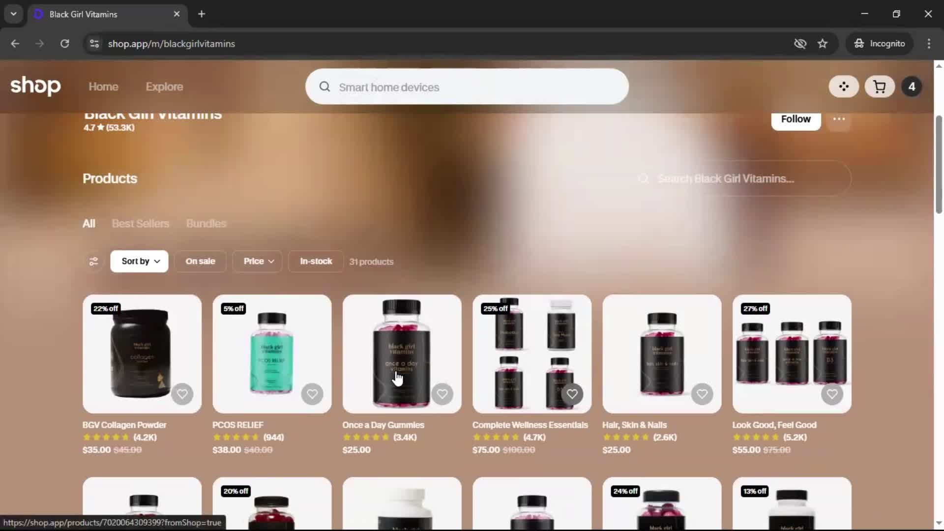 Adding to cart screenshot