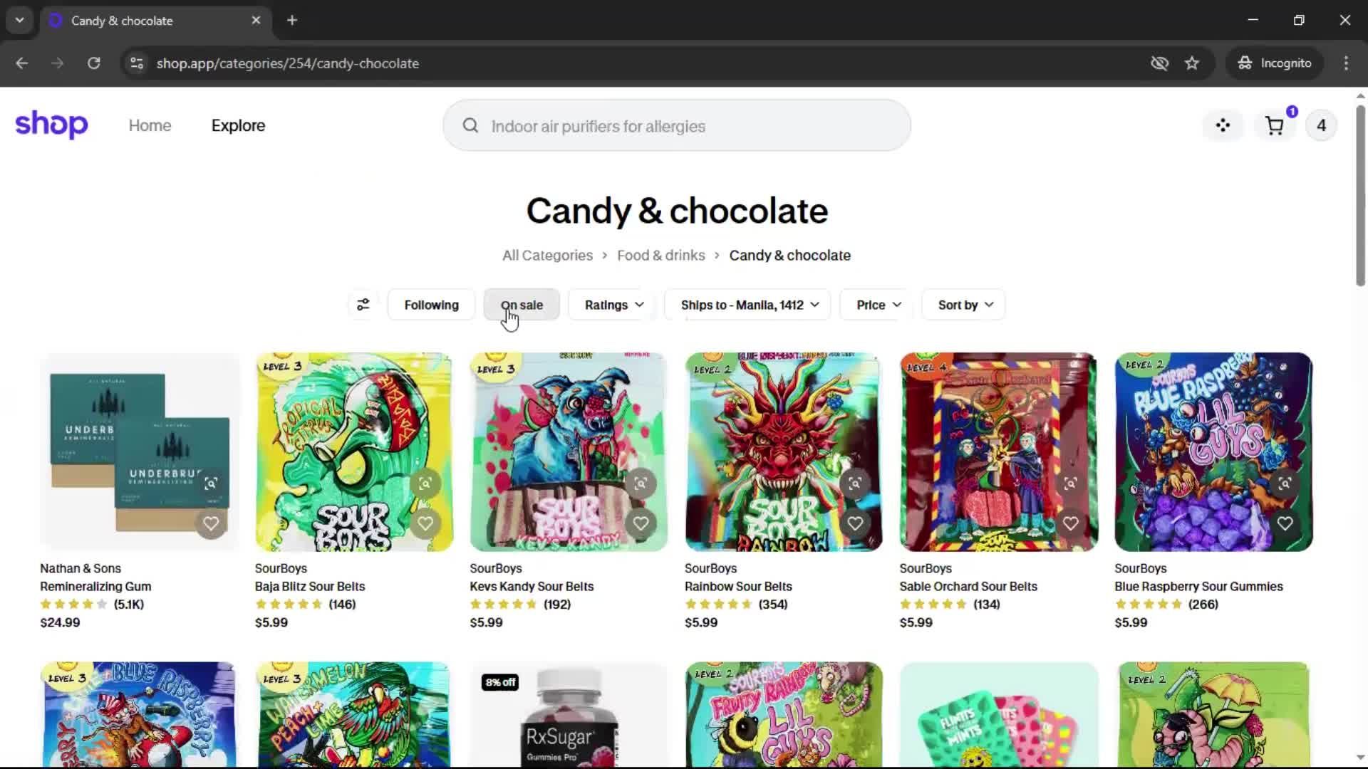 Adding to cart screenshot