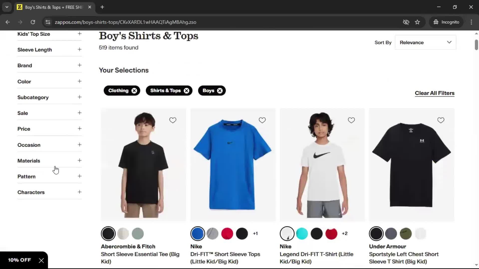 Adding to cart screenshot