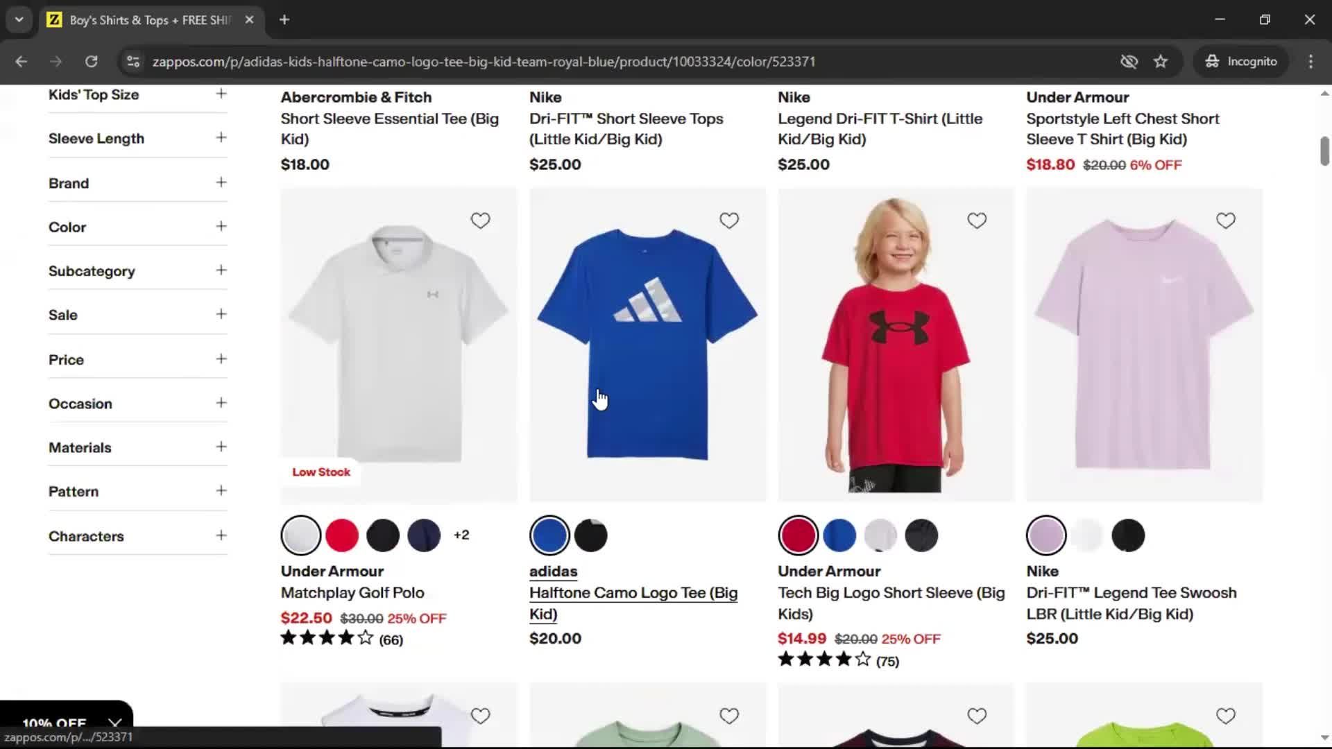 Adding to cart screenshot