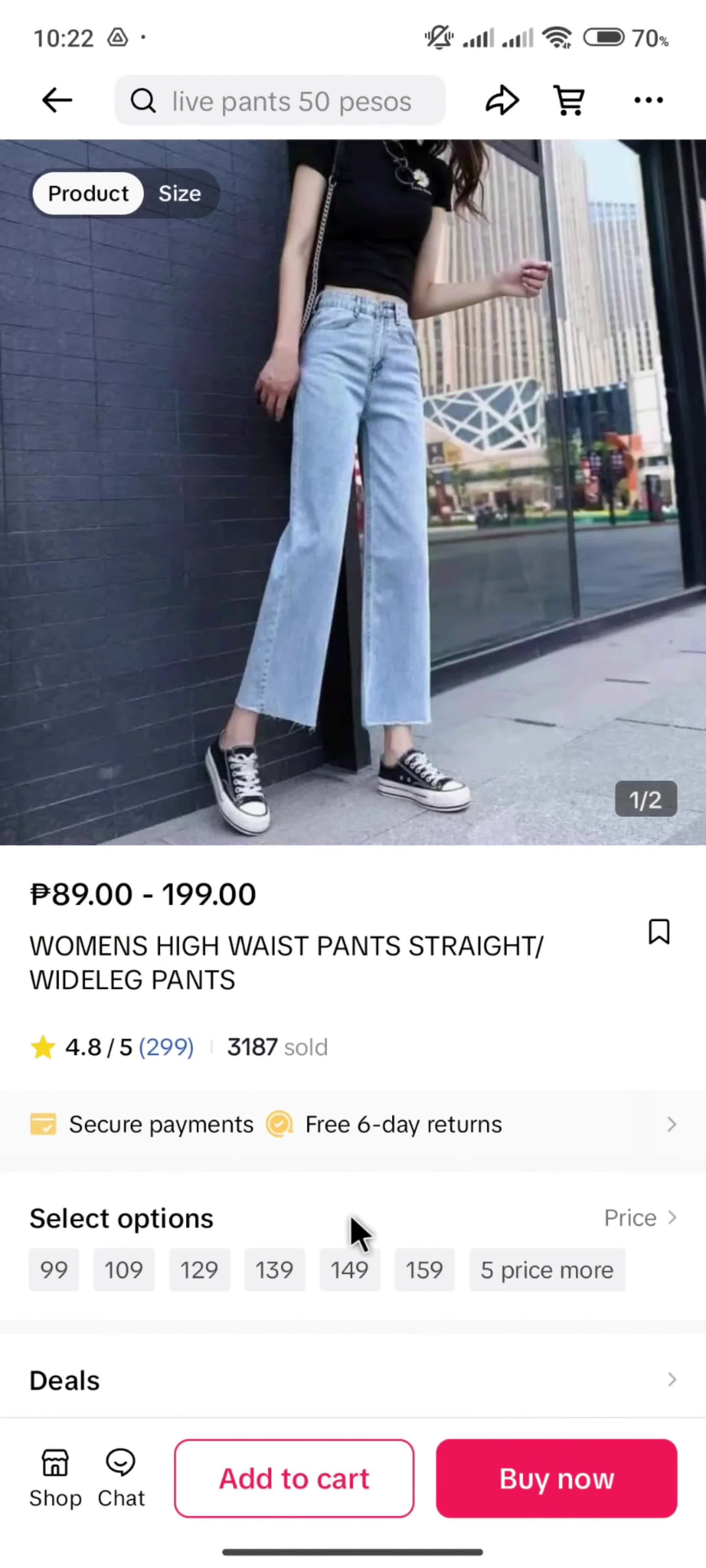 Adding to cart on TikTok video thumbnail