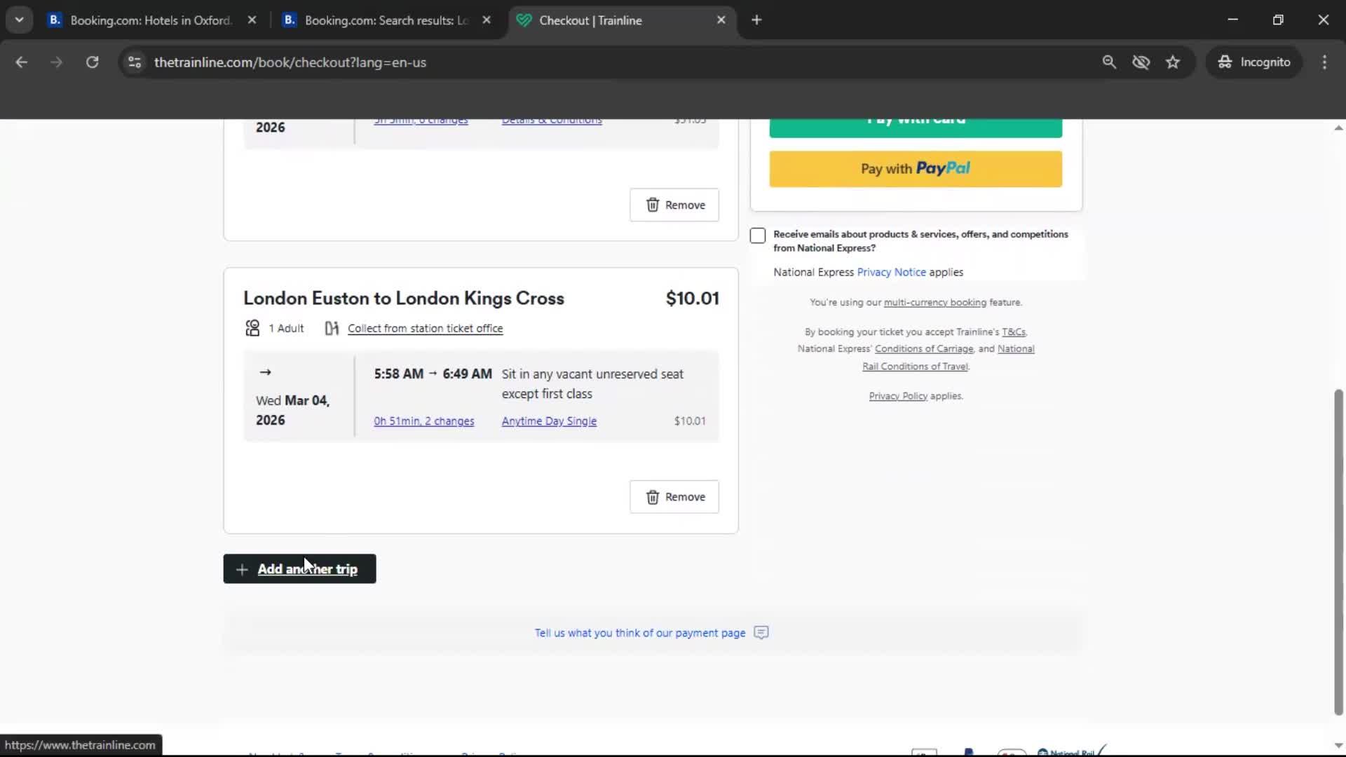 Adding to cart screenshot