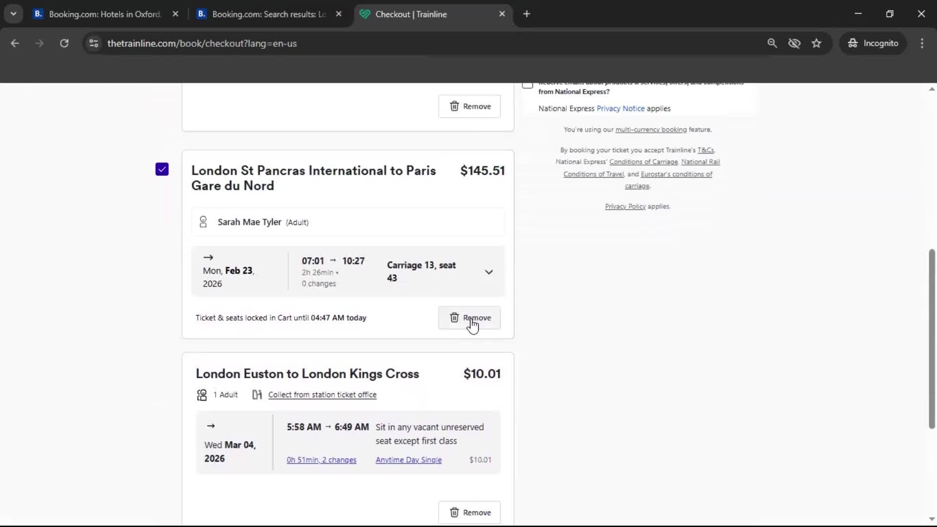 Adding to cart screenshot