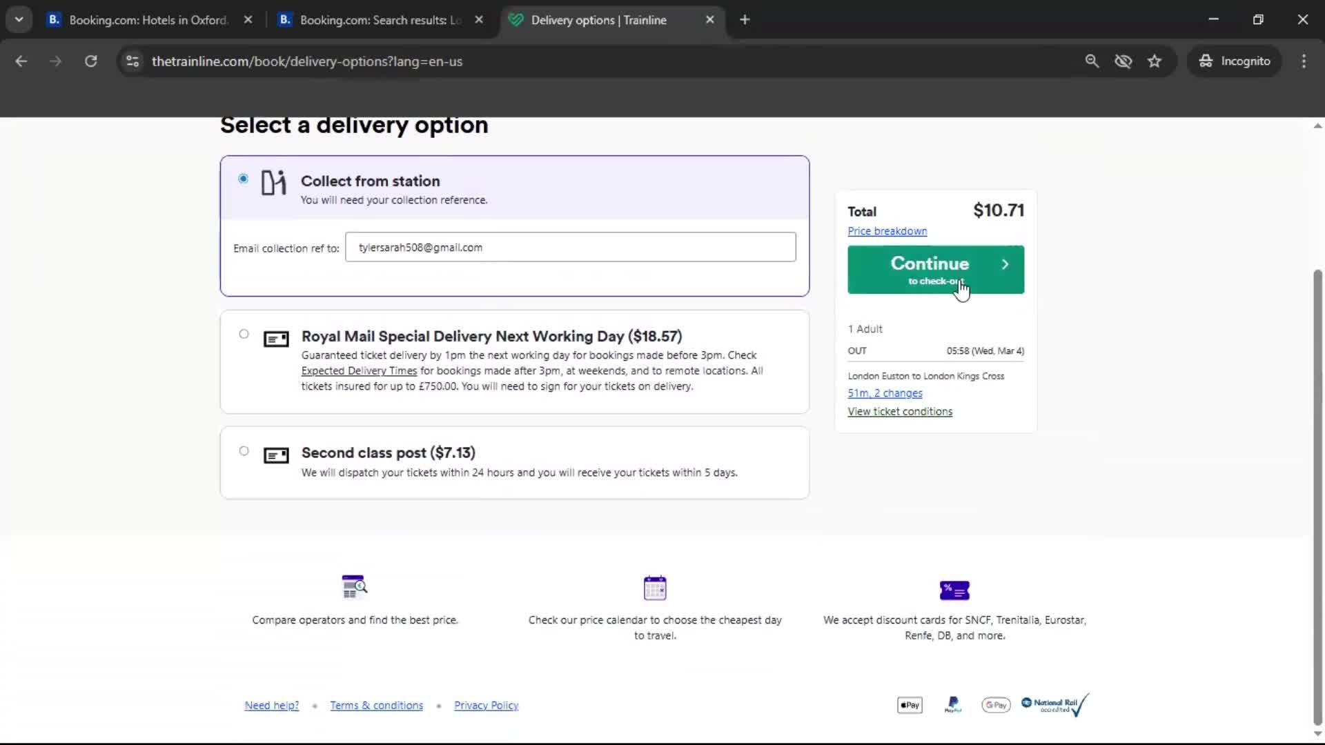Adding to cart screenshot