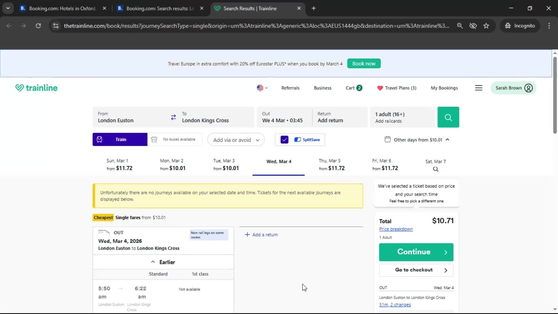 Adding to cart screenshot