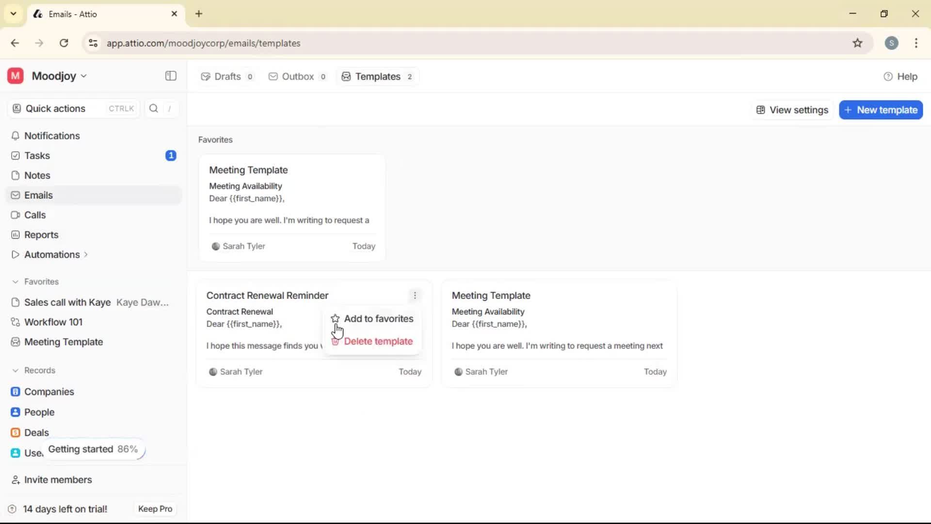 Adding to favorites screenshot