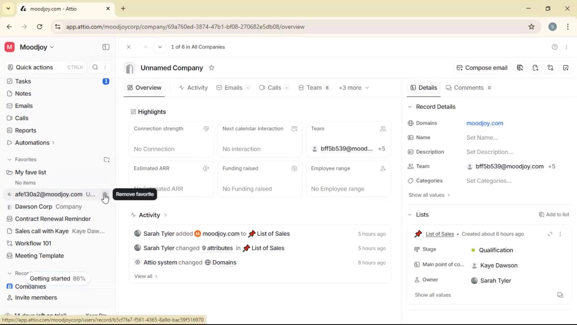 Adding to favorites screenshot