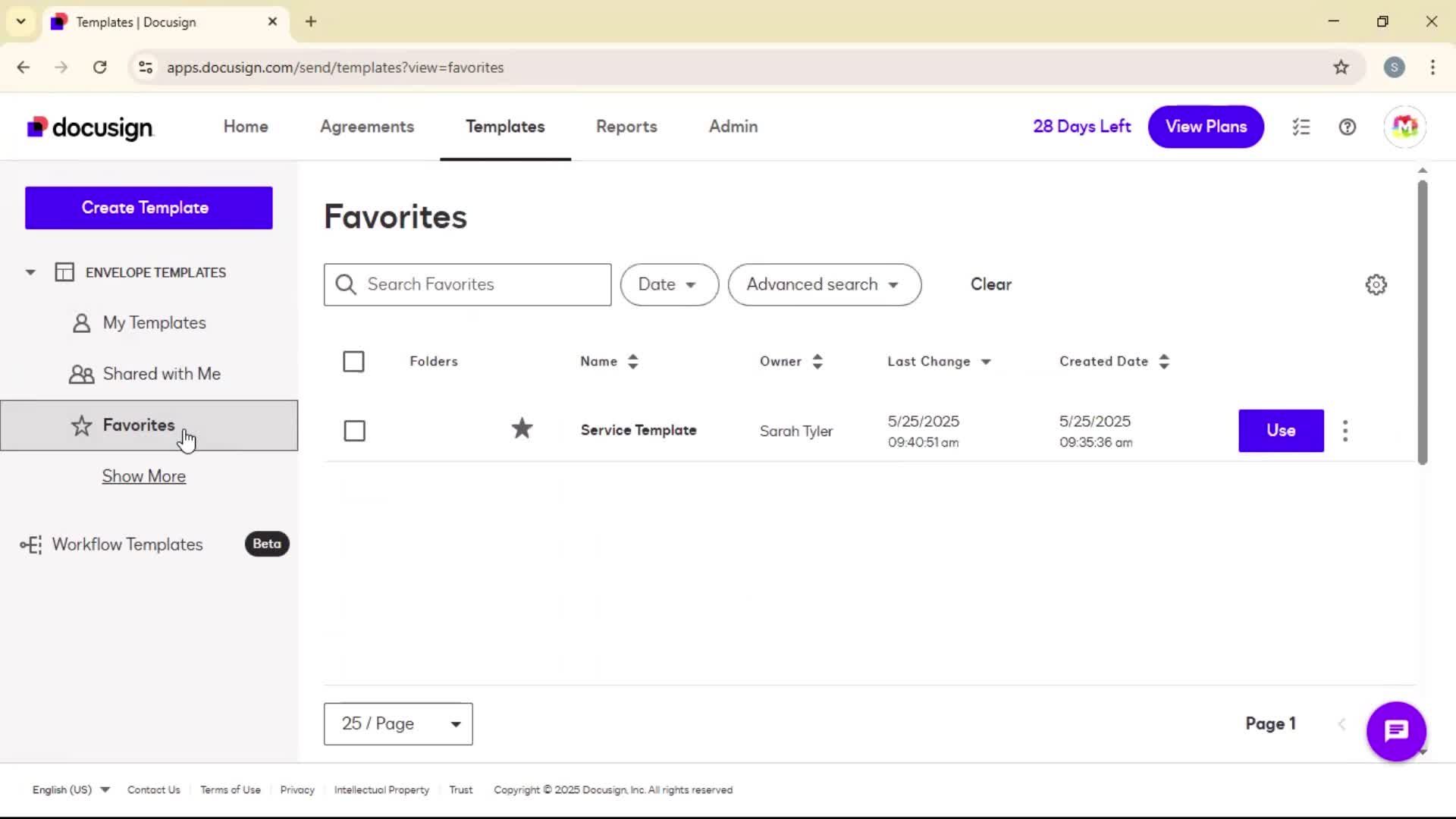 Adding to favorites on Docusign video thumbnail