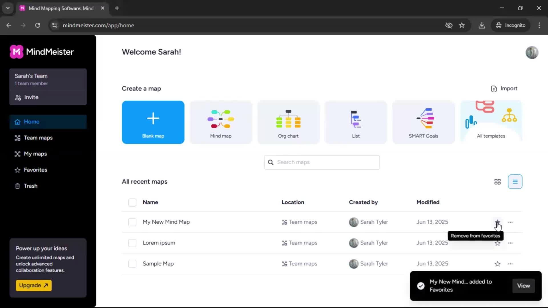 Adding to favorites screenshot