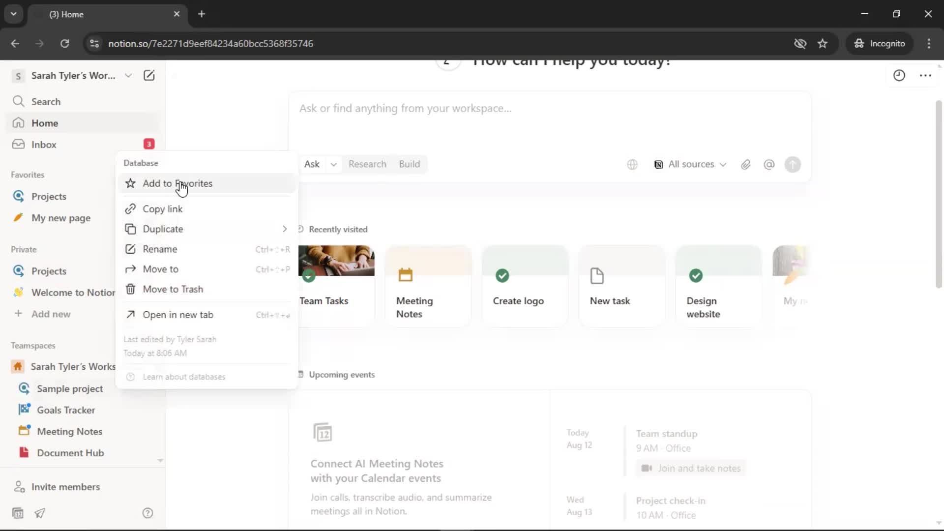 Adding to favorites screenshot