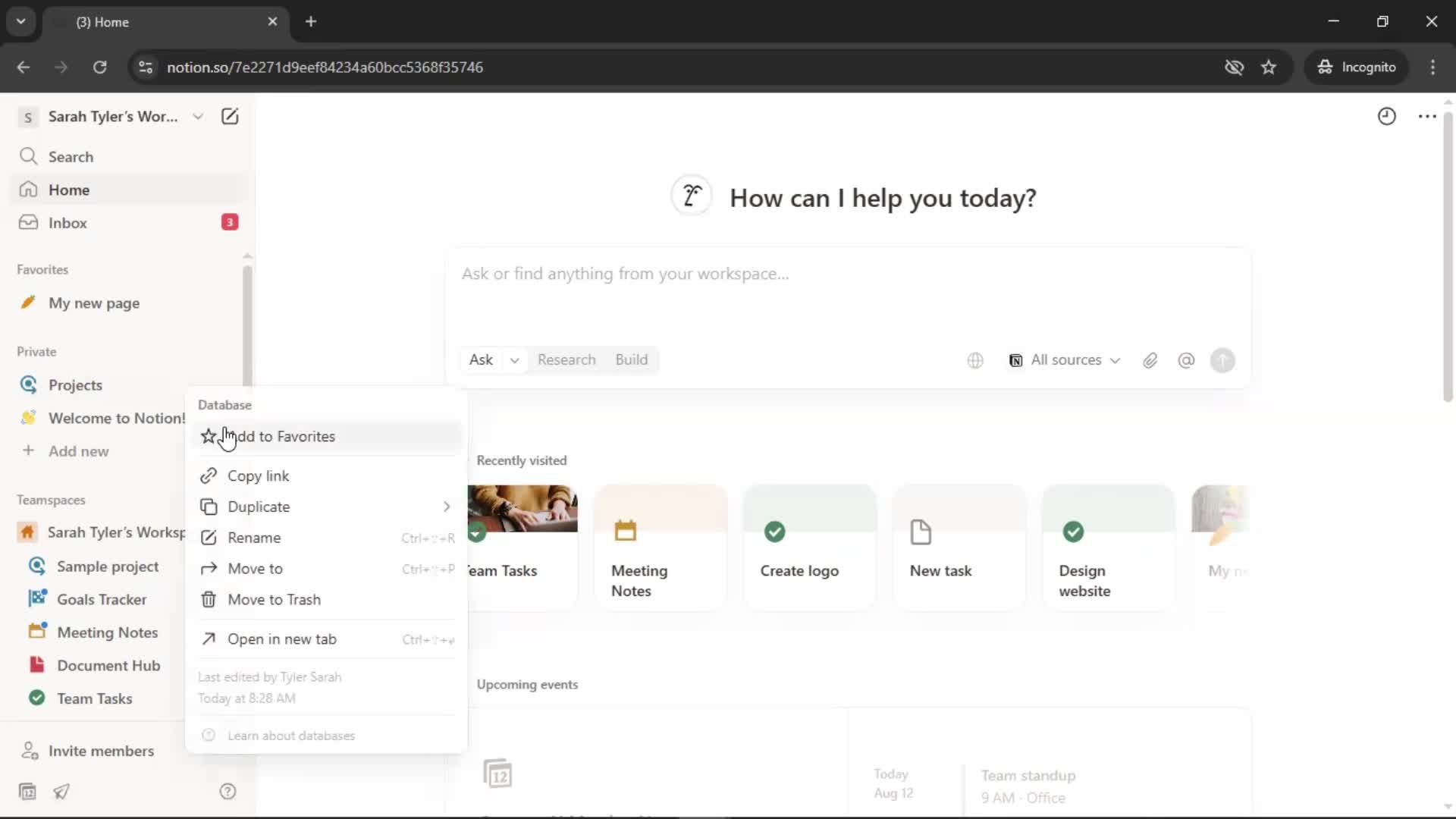 Adding to favorites screenshot