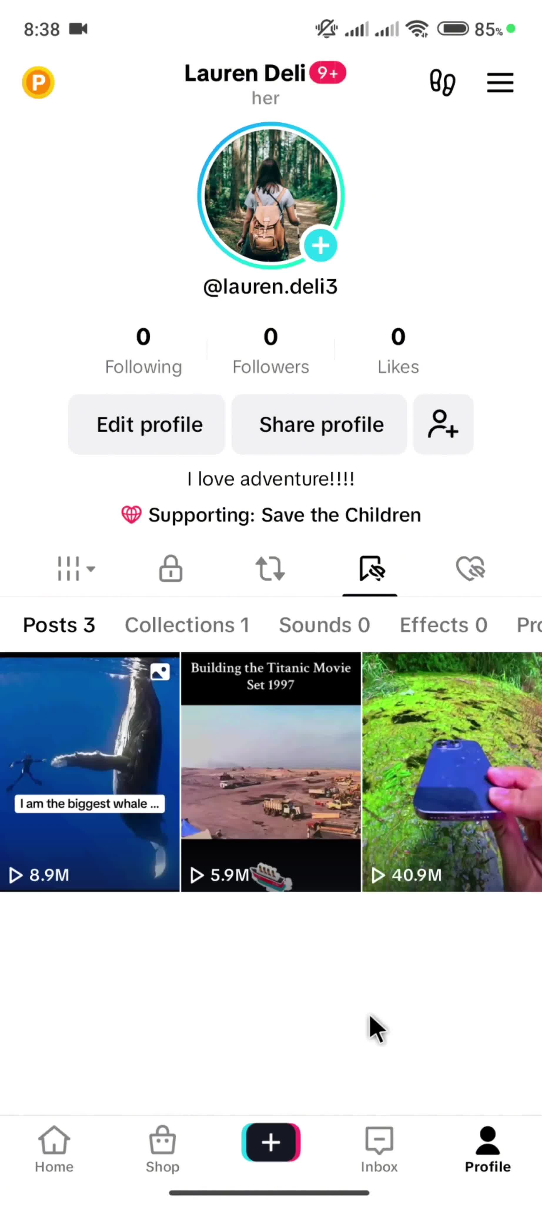 Adding to favorites on TikTok video thumbnail