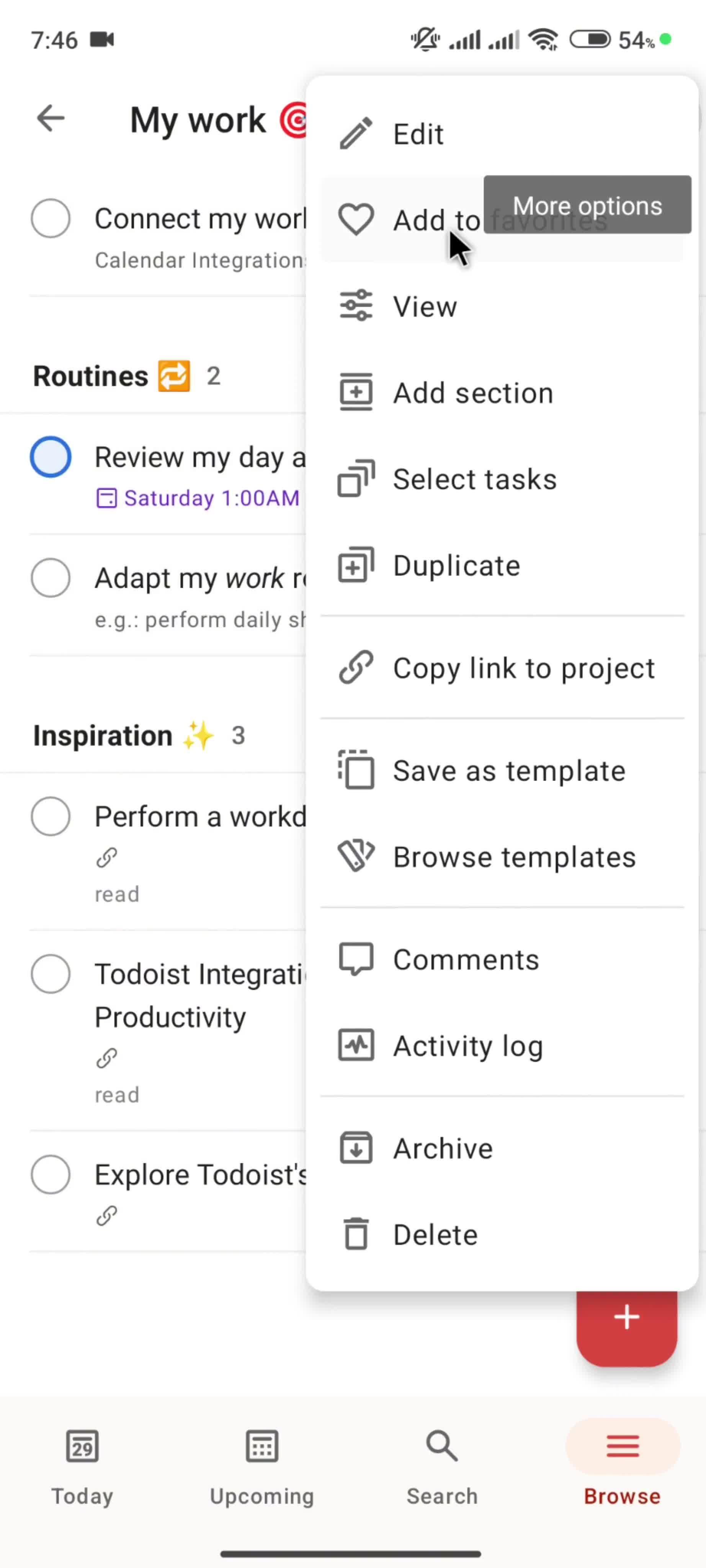 Adding to favorites screenshot
