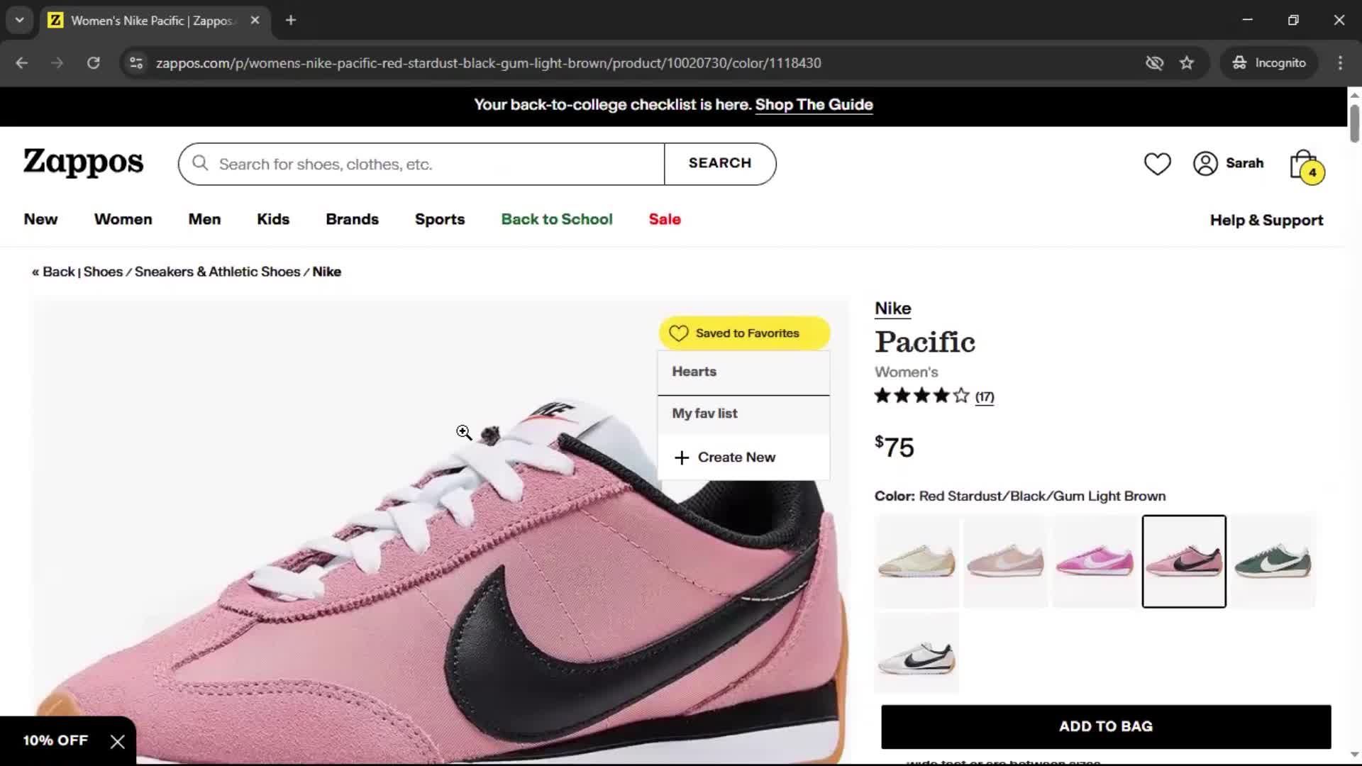 Adding to favorites screenshot