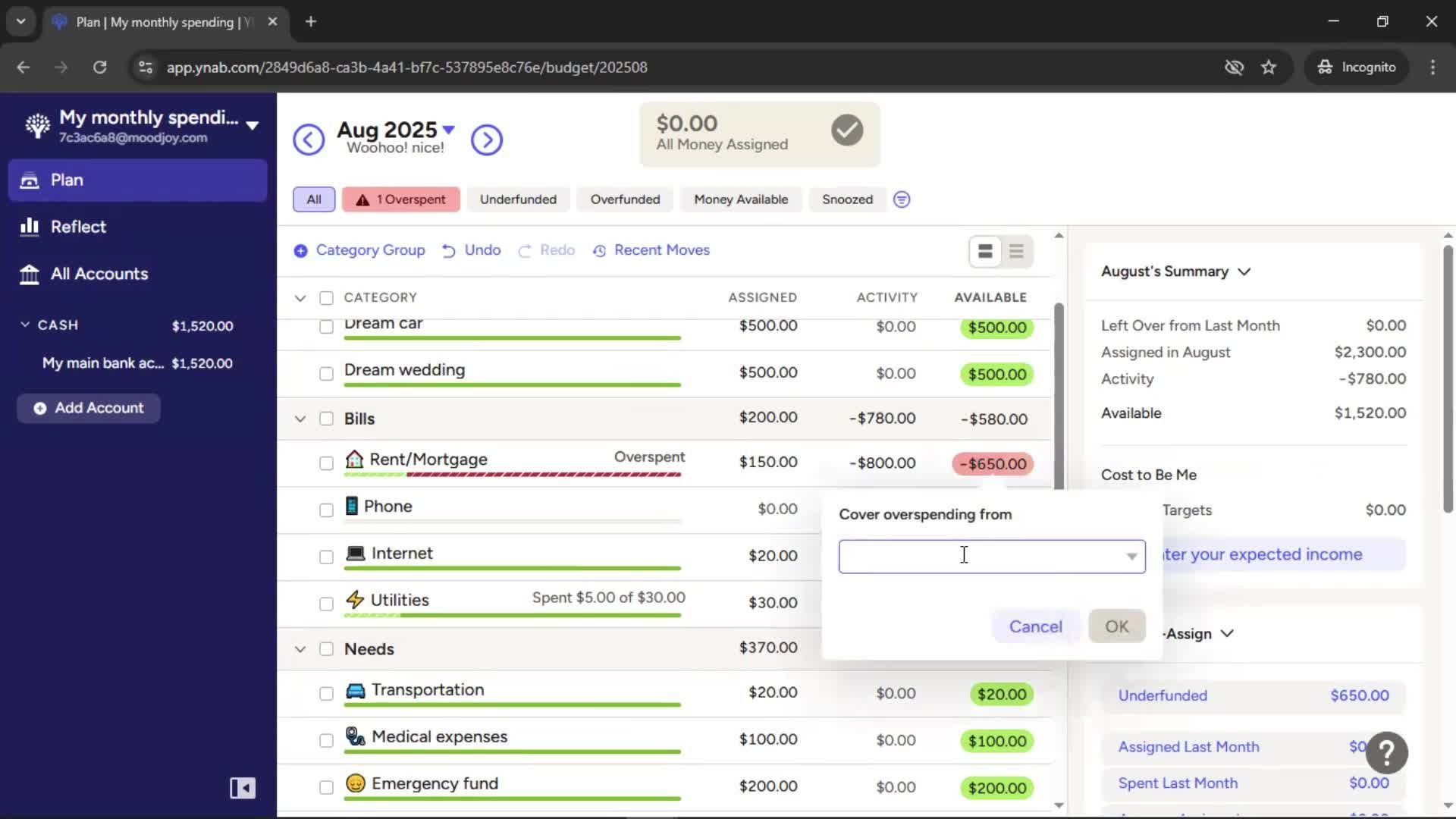 Adding transactions screenshot
