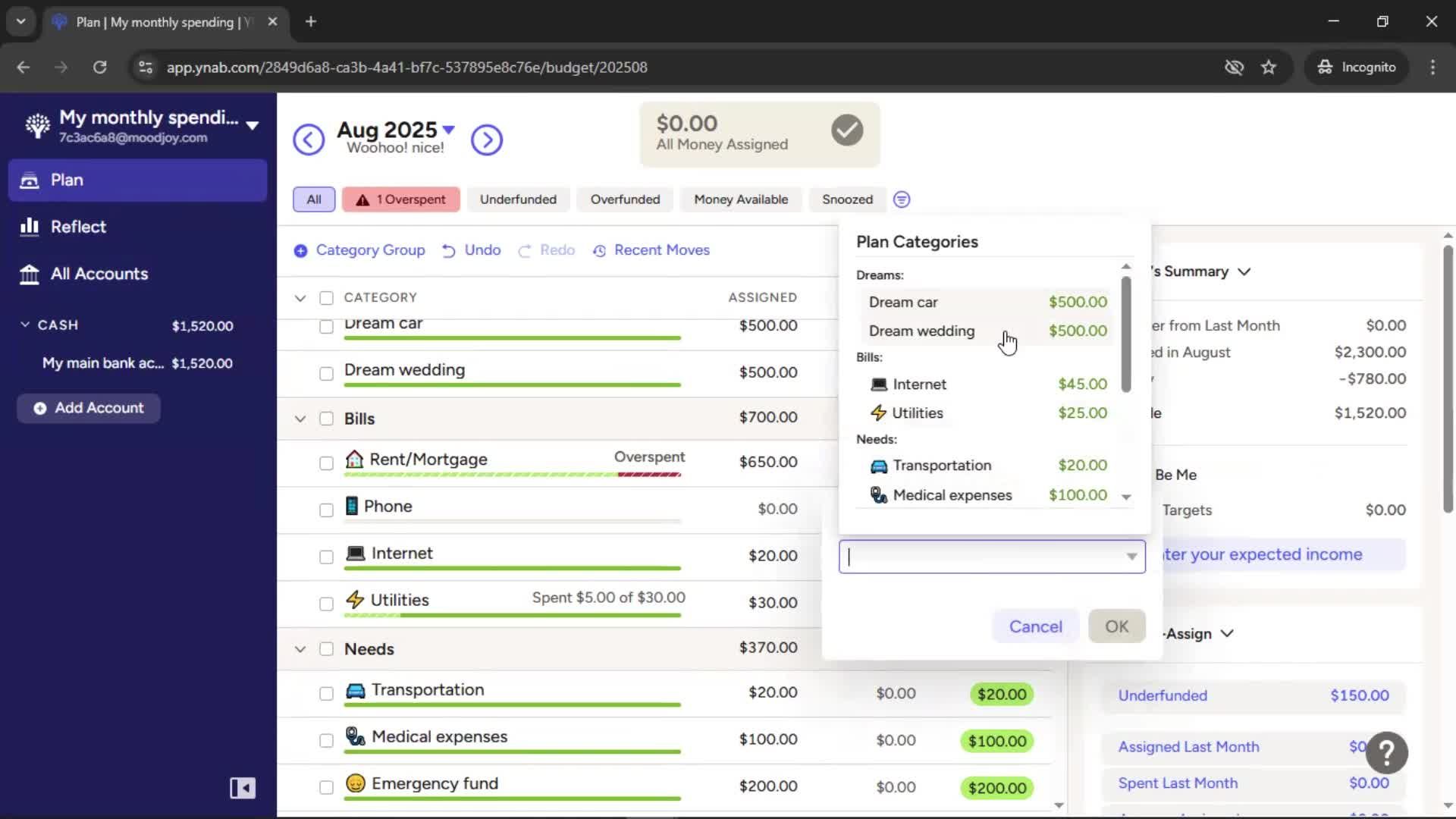 Adding transactions screenshot