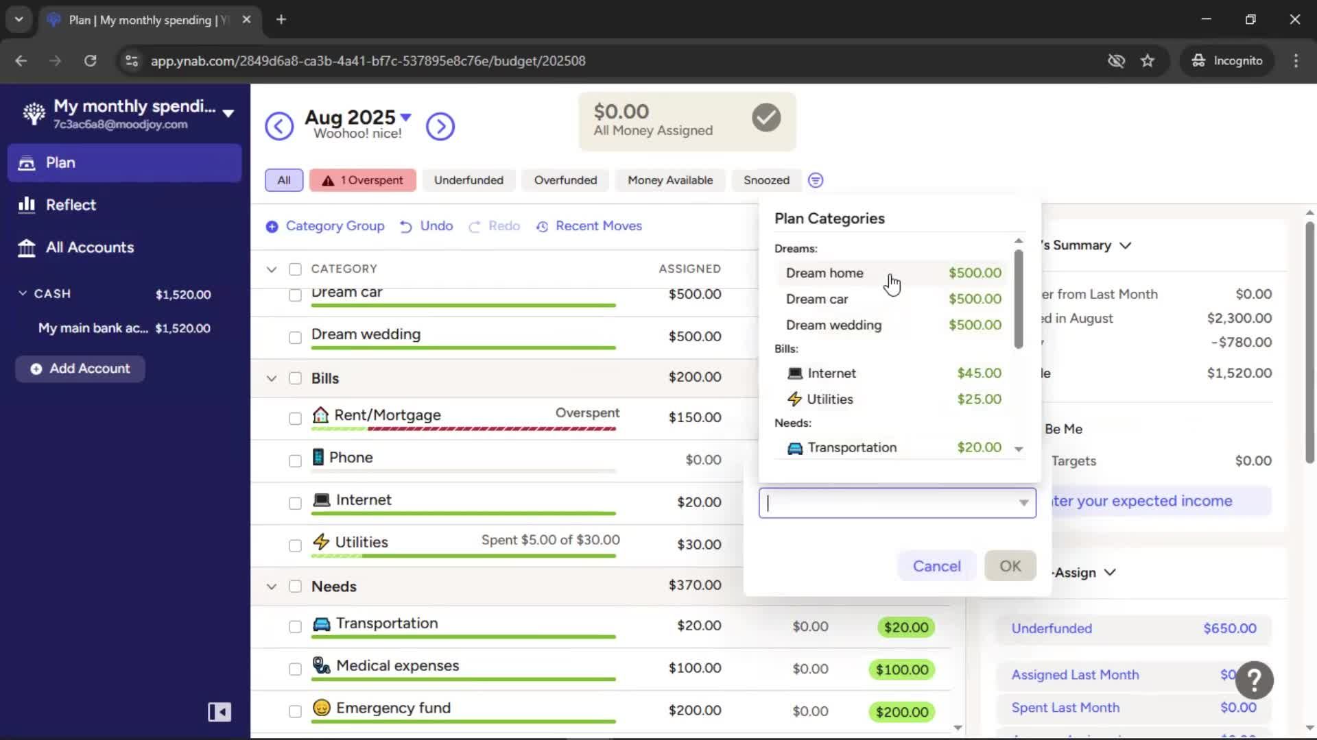 Adding transactions screenshot