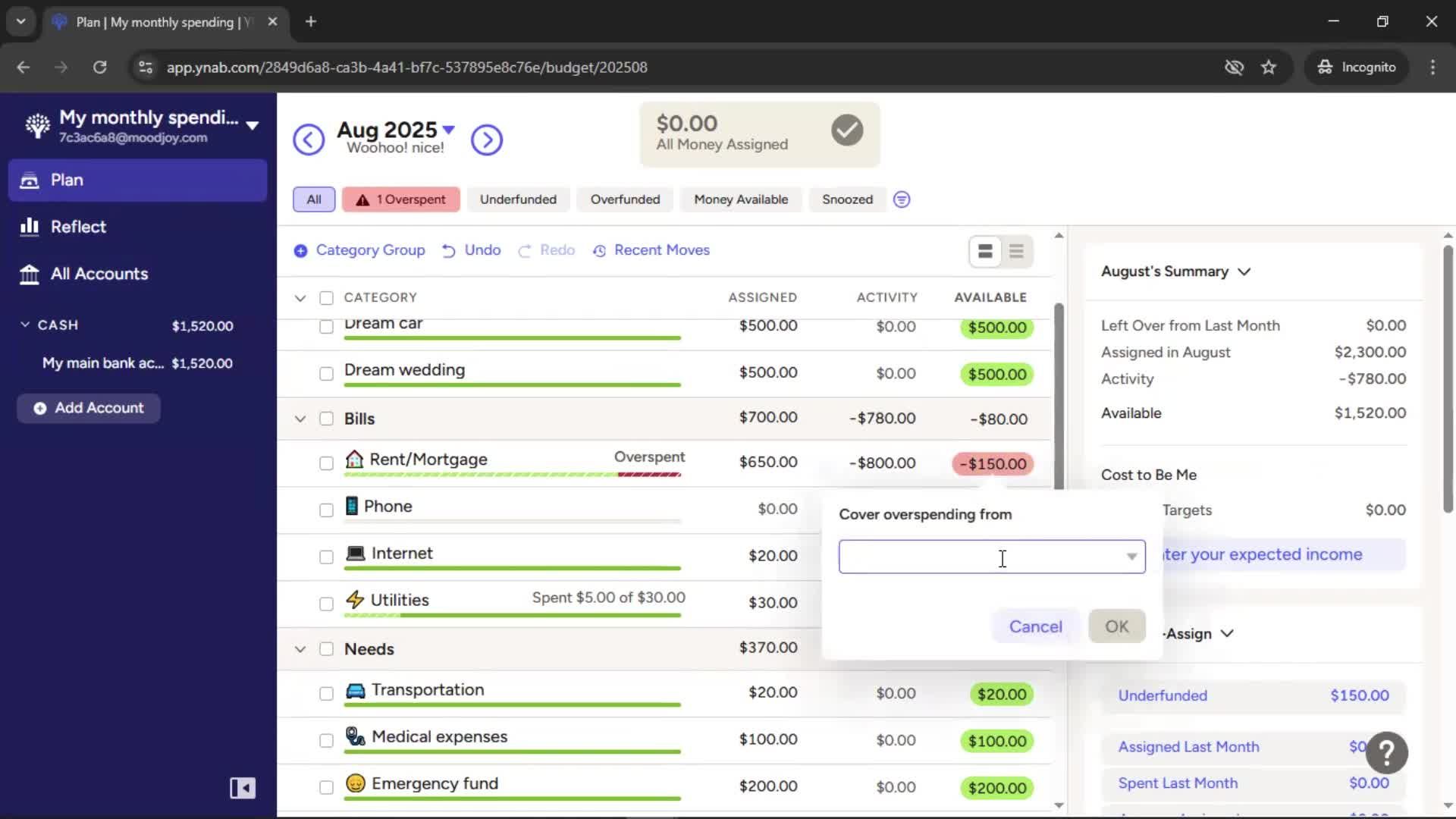 Adding transactions screenshot
